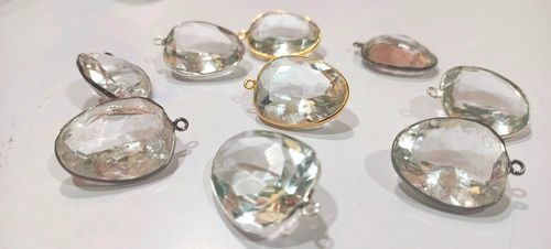 Crystal Quartz Starcut Fancy 20x24mm Gemstone Single Loop Bezel Charms