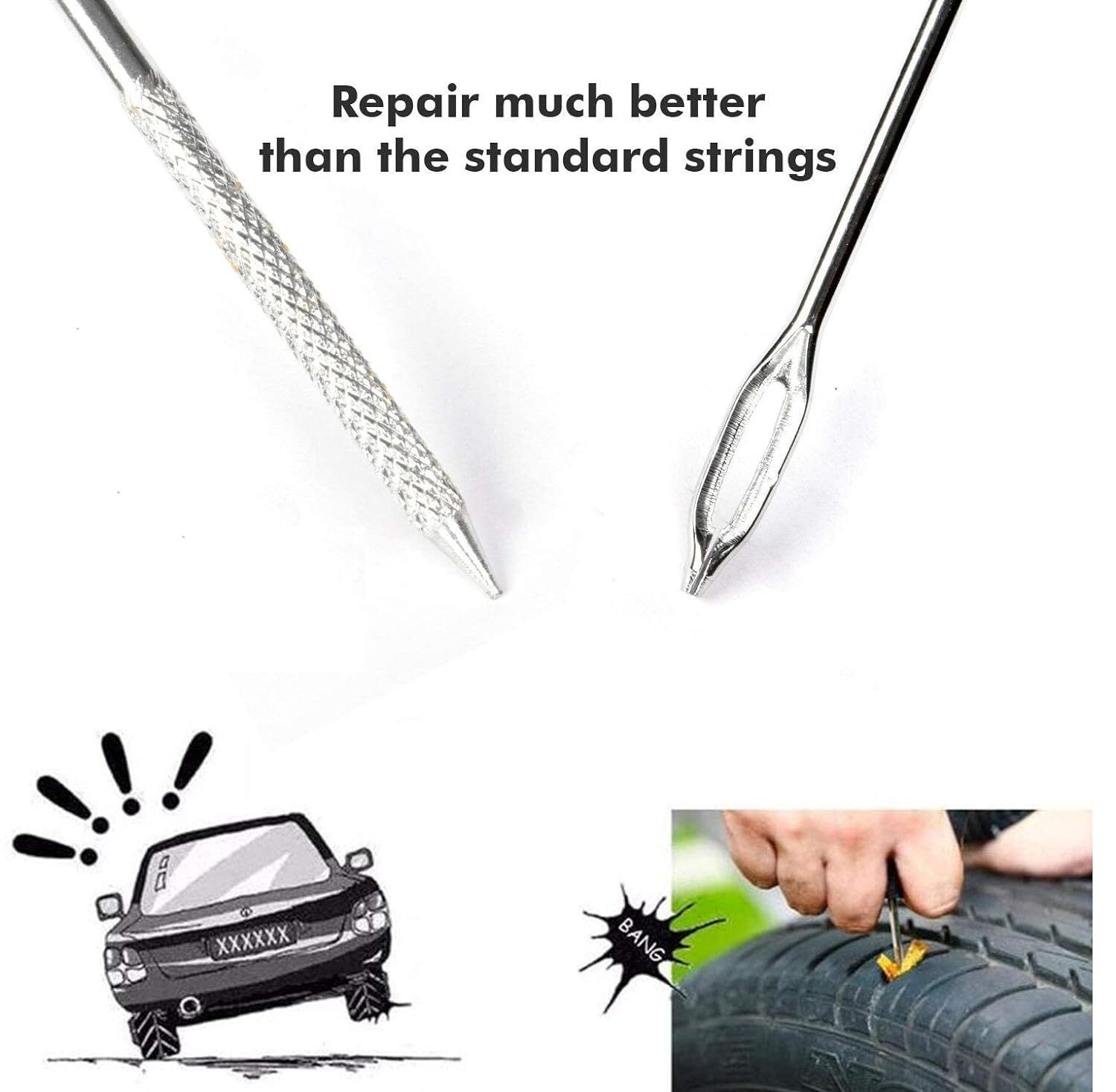 Tyre Puncher Kit - High-quality Hardware, Portable Design | Durable Grip Handle, Efficient Non-dismountable Repair For Tubeless Tyres