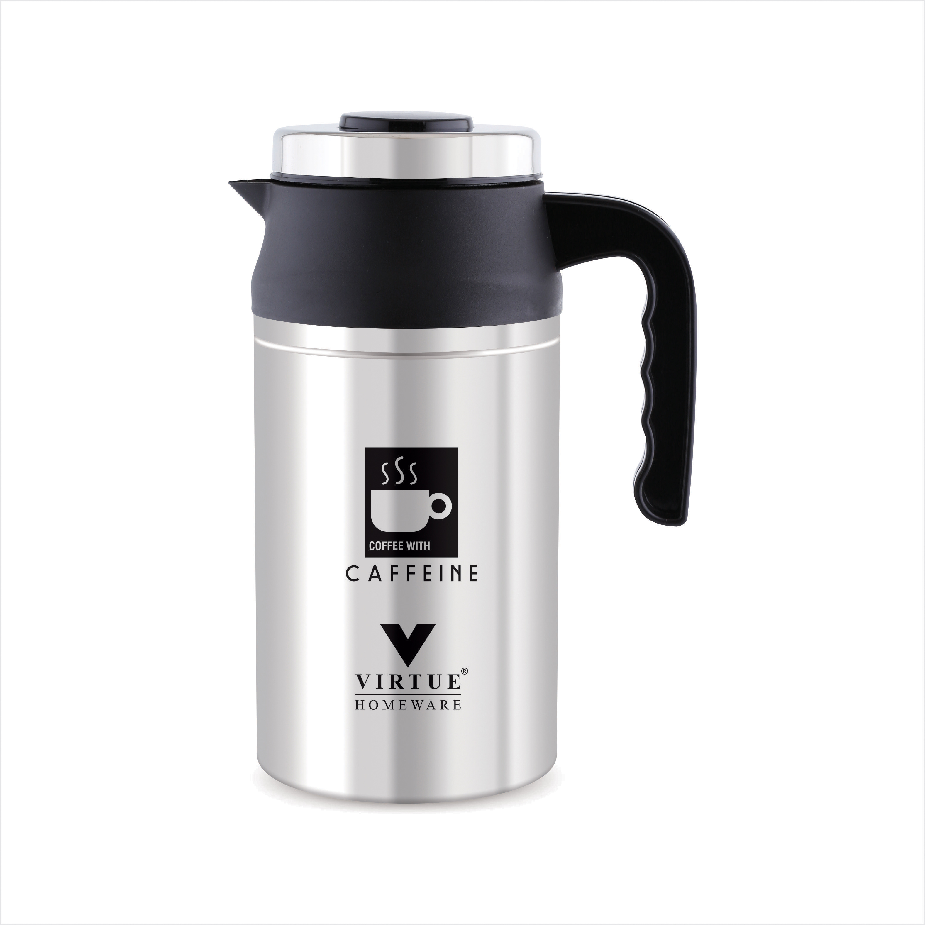 Caffeine Virtue Homeware St. Steel Insulated Flask - 1000 Ml | Double Wall Insulated Body, Locking Safety Lid, Easy To Carry Handles