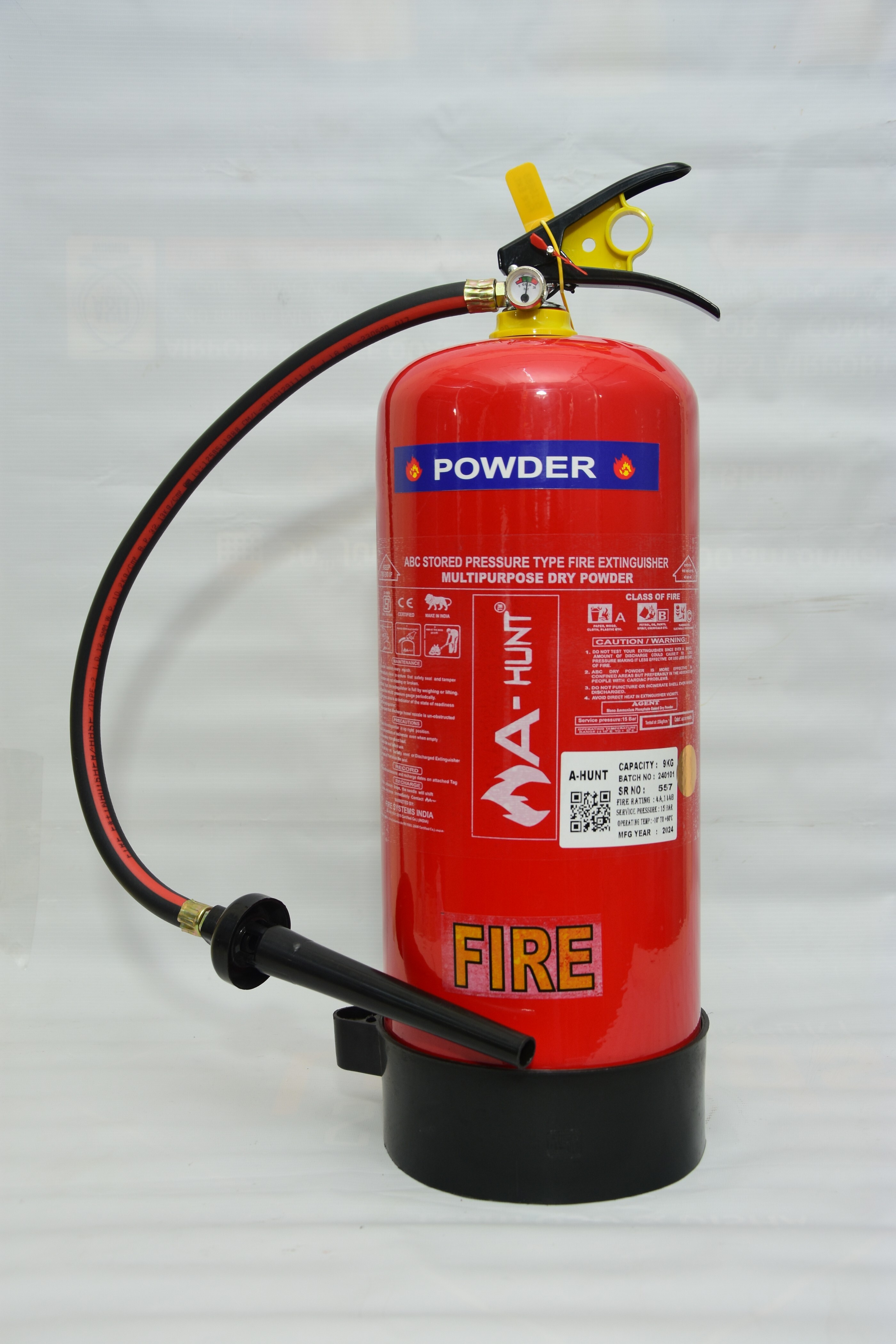 Abc Dry Chemical Powder Fire Extinguisher - Metal, 6kg, Red Color | Iso, Isi, Bis, Ce Certified, Industrial Use, 4 Meter Jet Range