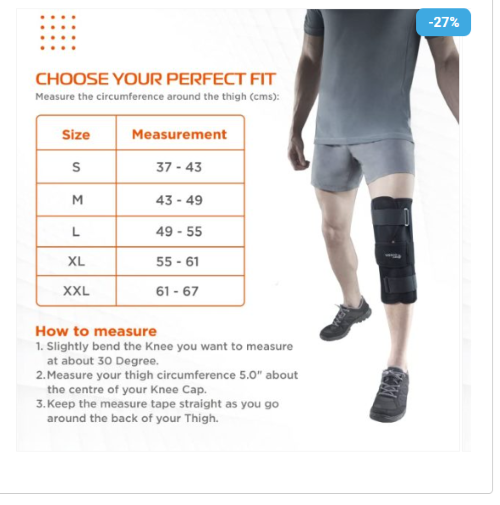 Pro- Knee Stabilizer -Short(p.c.no: 2702) (S/m/l/xl/xxl) - Color: Black