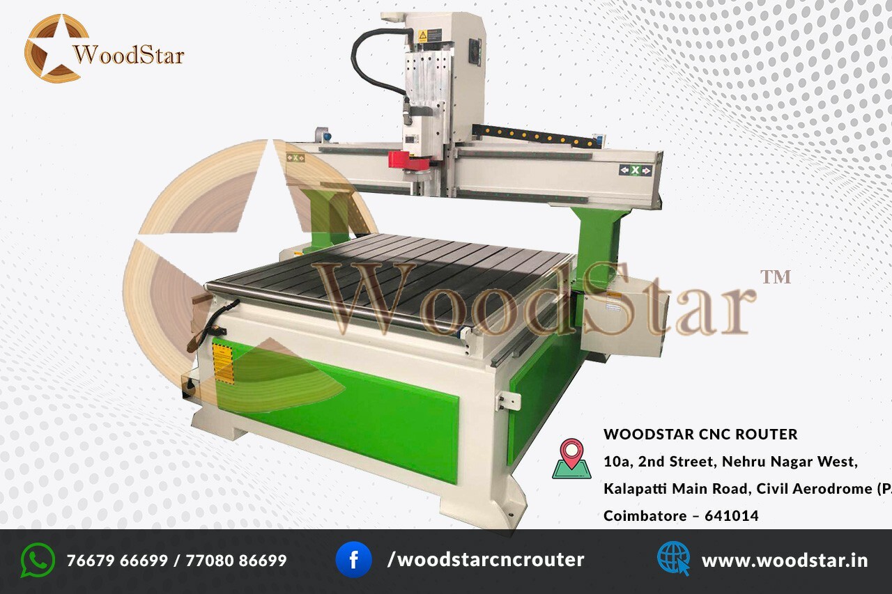 Woodstar Cnc Wood Working Router Machine - 1500x2500x300 Mm | 24000 Rpm Hqd Air Cooled Spindle, Automatic Operation, 9.0 Hp, 1 Year Warranty, High Load Linear Rail