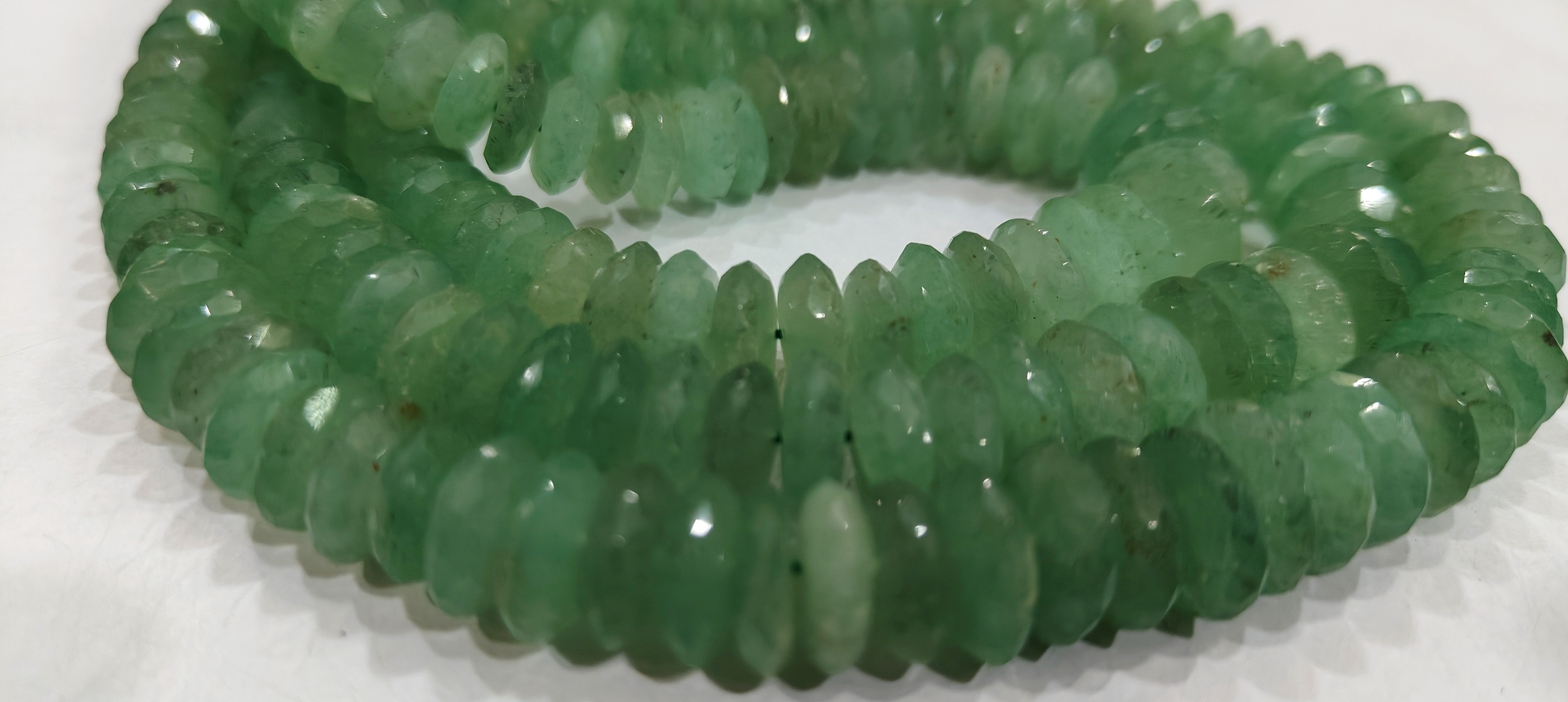 Natural Green Strawberry Quartz Faceted German Cut 9-12mm Strand 8 Inches Long - Beads Material: Stone