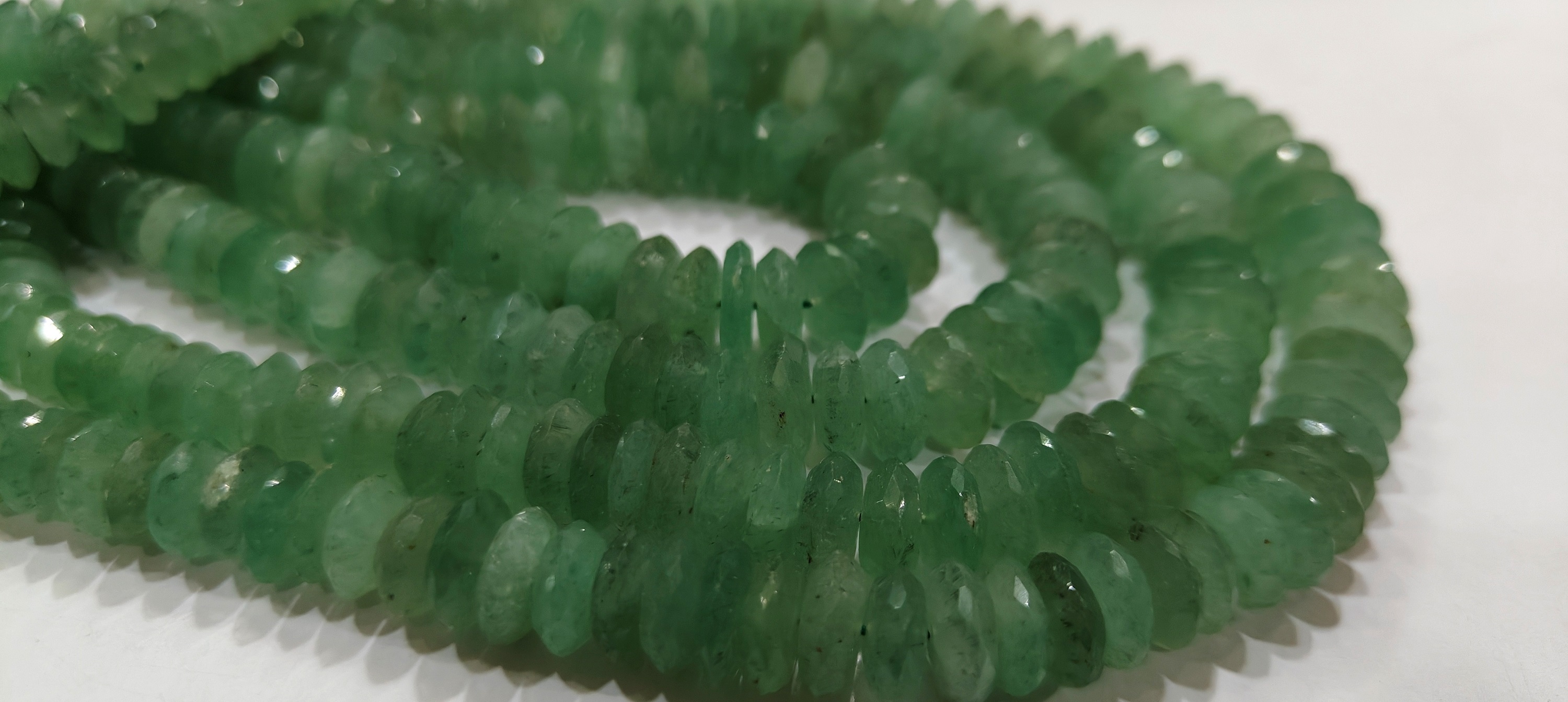 Natural Green Strawberry Quartz Faceted German Cut 9-12mm Strand 8 Inches Long - Beads Material: Stone