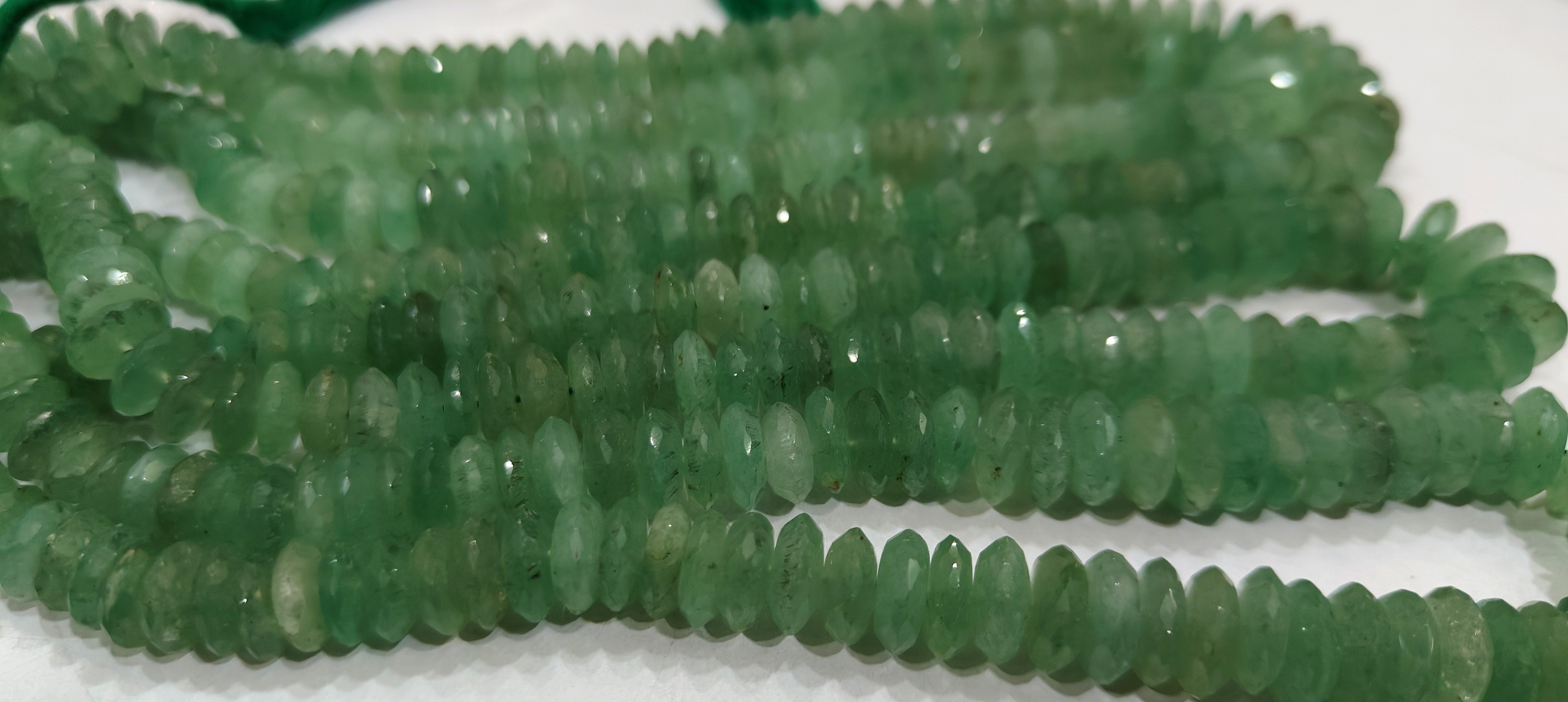 Natural Green Strawberry Quartz Faceted German Cut 9-12mm Strand 8 Inches Long - Beads Material: Stone