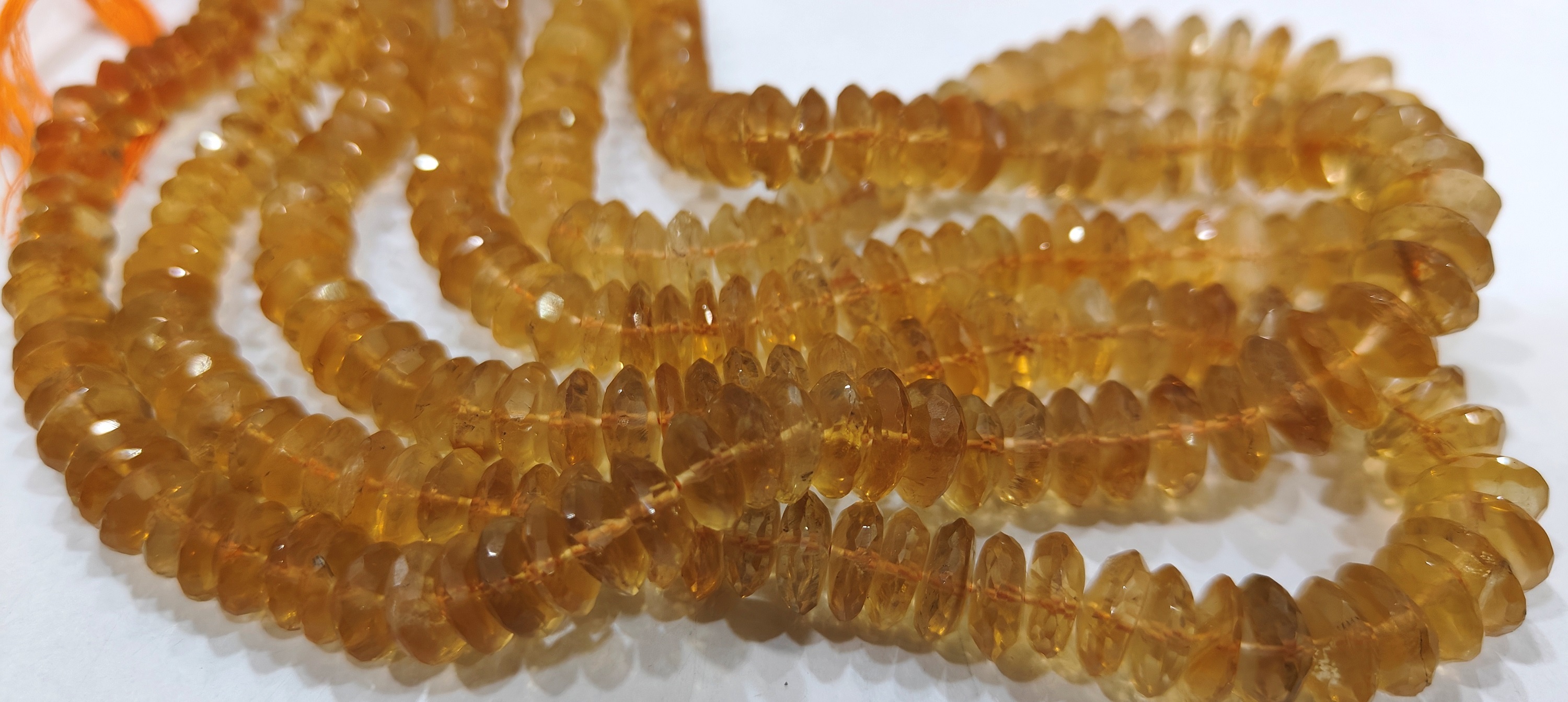 Natural Yellow Citrine Faceted German Cut 9-12mm Strand 8 Inches Long