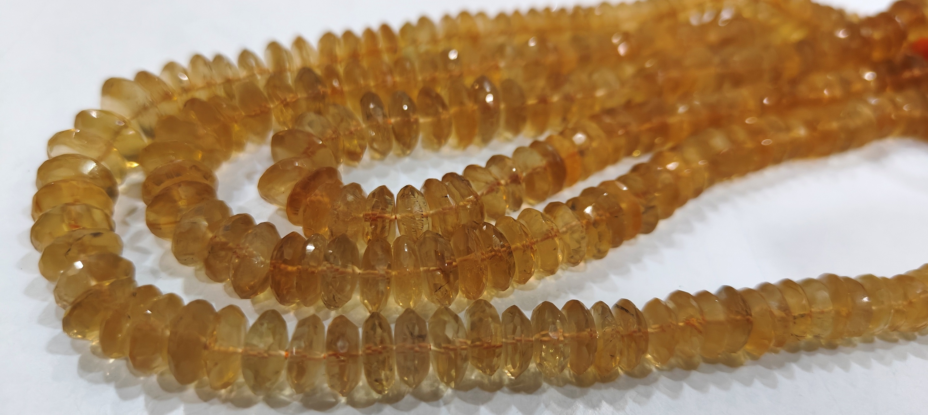 Natural Yellow Citrine Faceted German Cut 9-12mm Strand 8 Inches Long