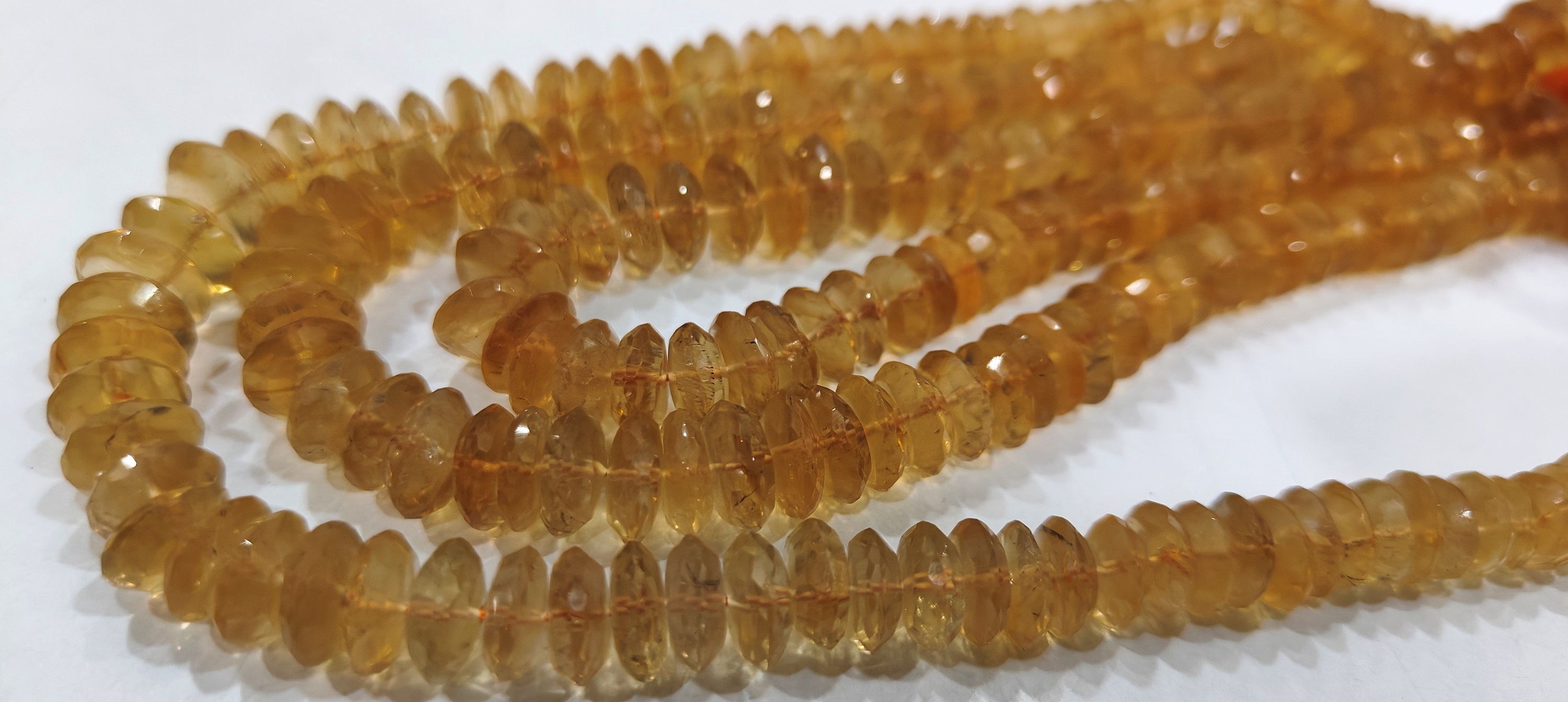 Natural Yellow Citrine Faceted German Cut 9-12mm Strand 8 Inches Long