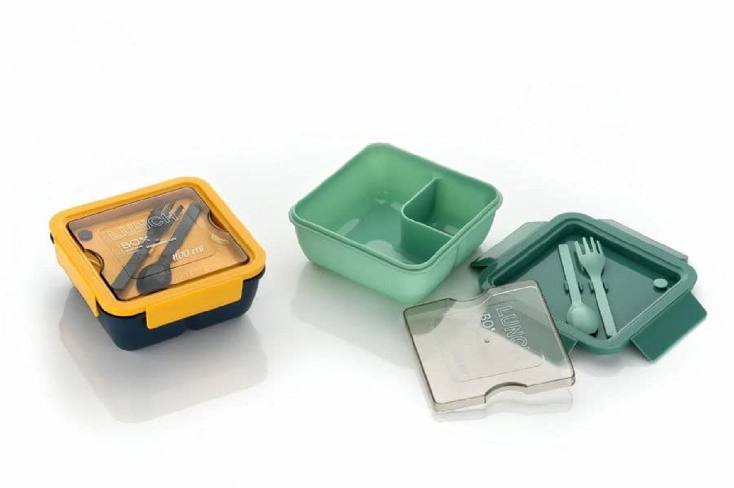 1100 Ml Big Bite Lunch Box - Compact Square Shape, Airtight Leakproof Seal, Unbreakable Storage Container With Spoon | Ideal For Solid Food, Portable Design