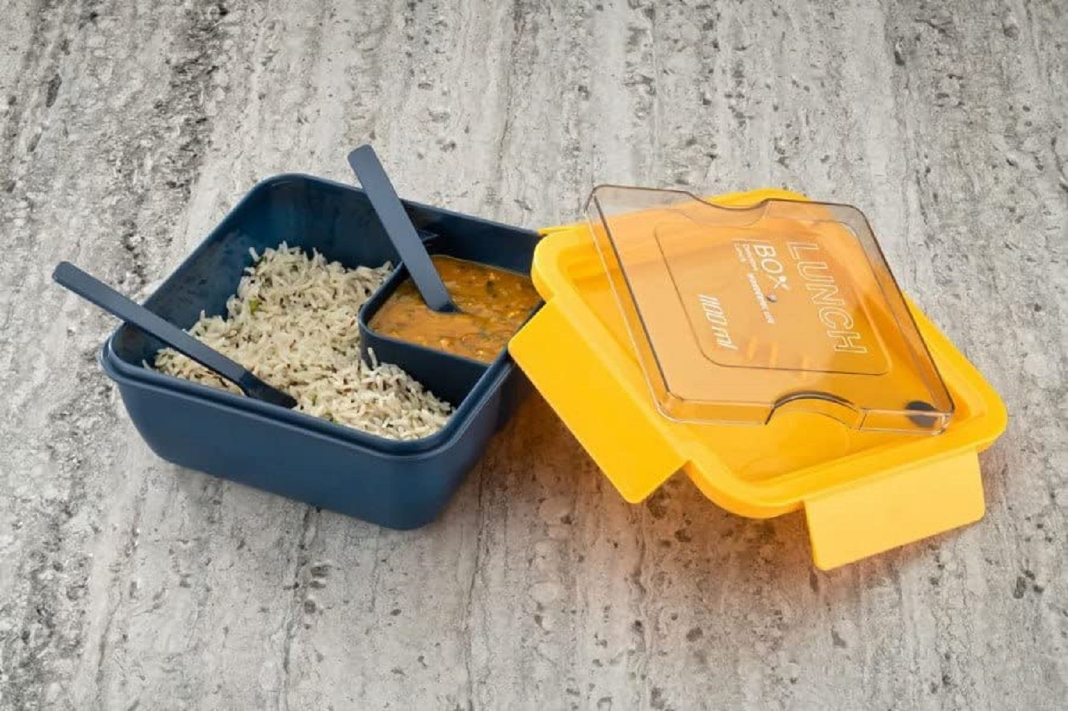 1100 Ml Big Bite Lunch Box - Compact Square Shape, Airtight Leakproof Seal, Unbreakable Storage Container With Spoon | Ideal For Solid Food, Portable Design