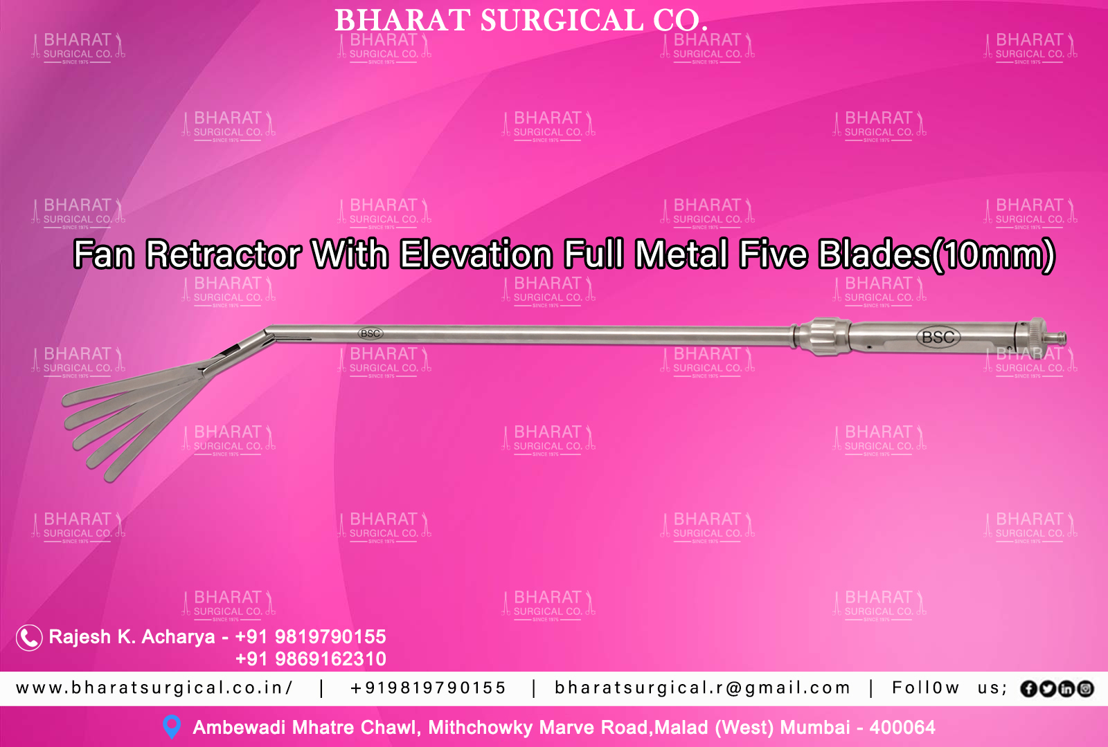 Fan Retractor With Elevation 3 Blade - Material: Stainless Steel