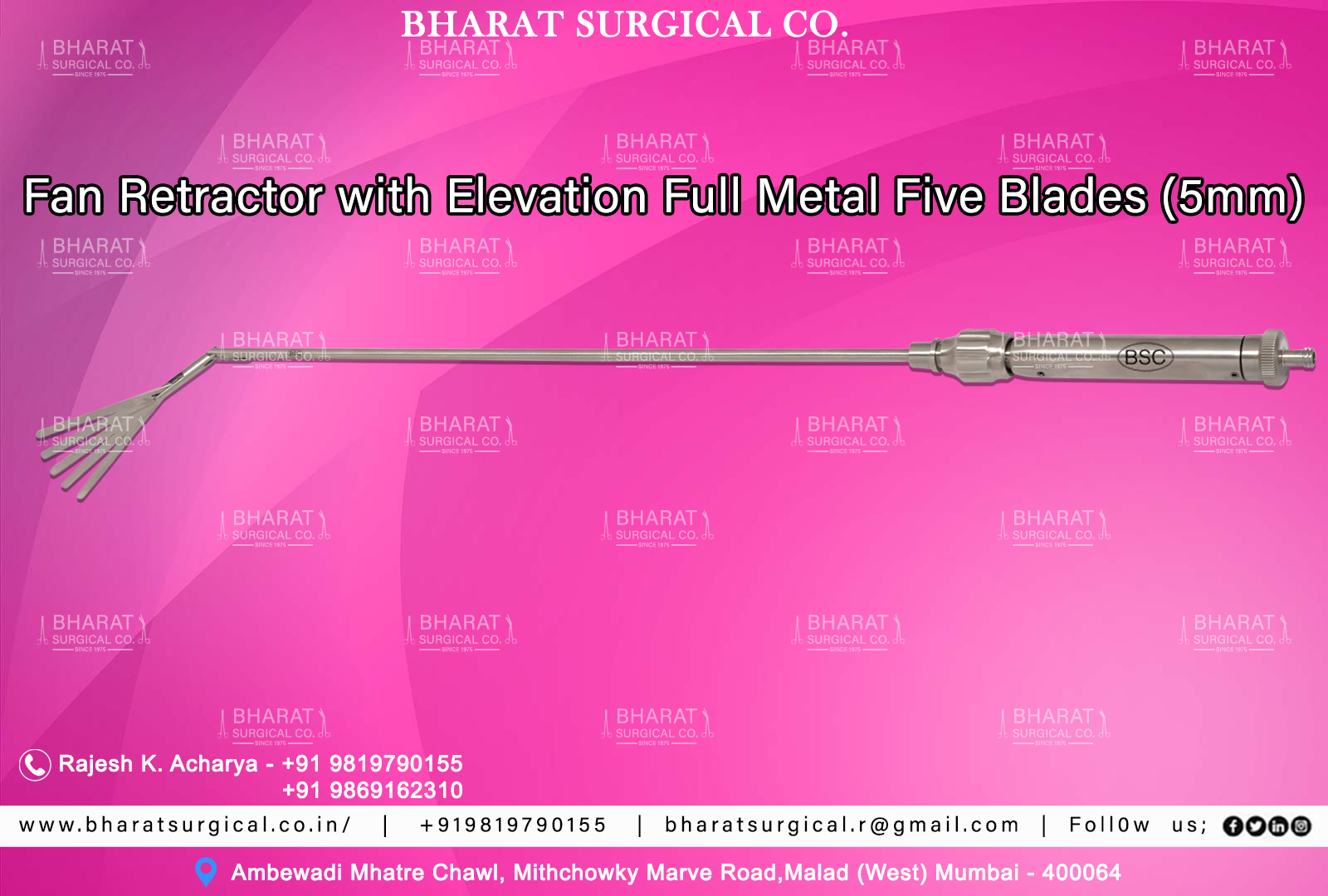 Fan Retractor With Elevation 3 Blade - Material: Stainless Steel