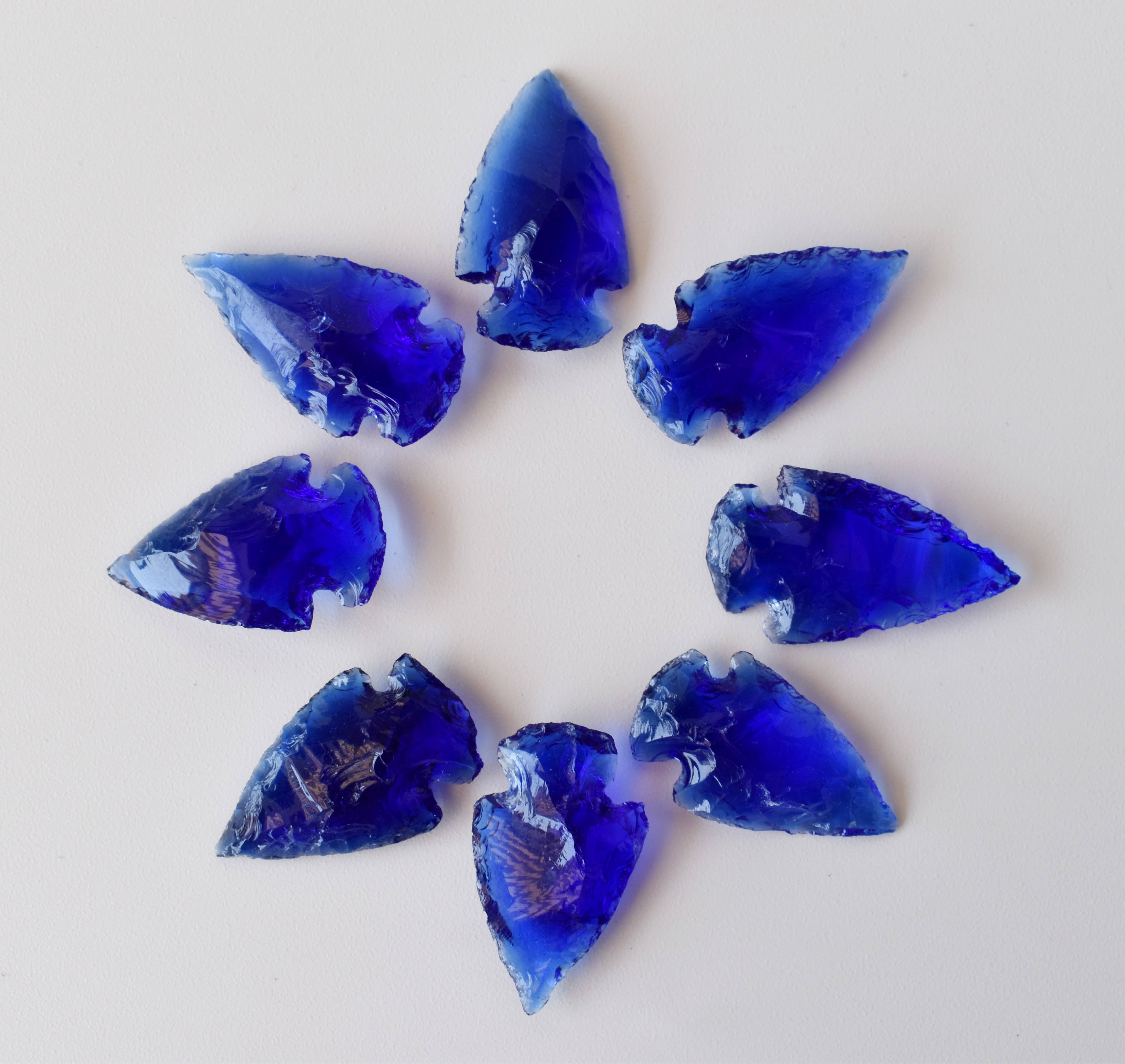 Dark Blue Glass Arrowhead Points - Aaa Grade, 1.25 Inch Natural Stone Arrow, Unique Design, Weighs 10 Grams