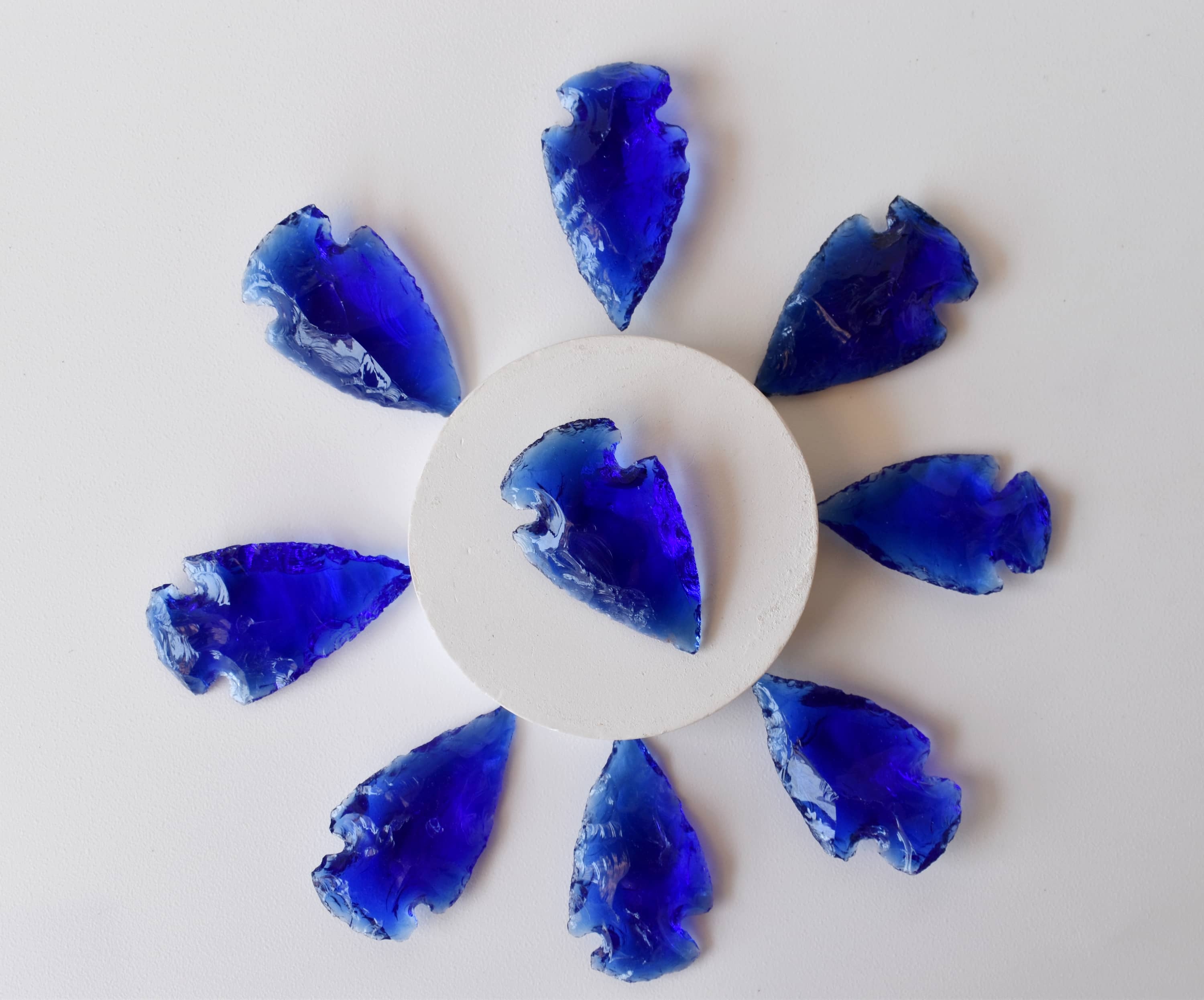 Dark Blue Glass Arrowhead Points - Aaa Grade, 1.25 Inch Natural Stone Arrow, Unique Design, Weighs 10 Grams