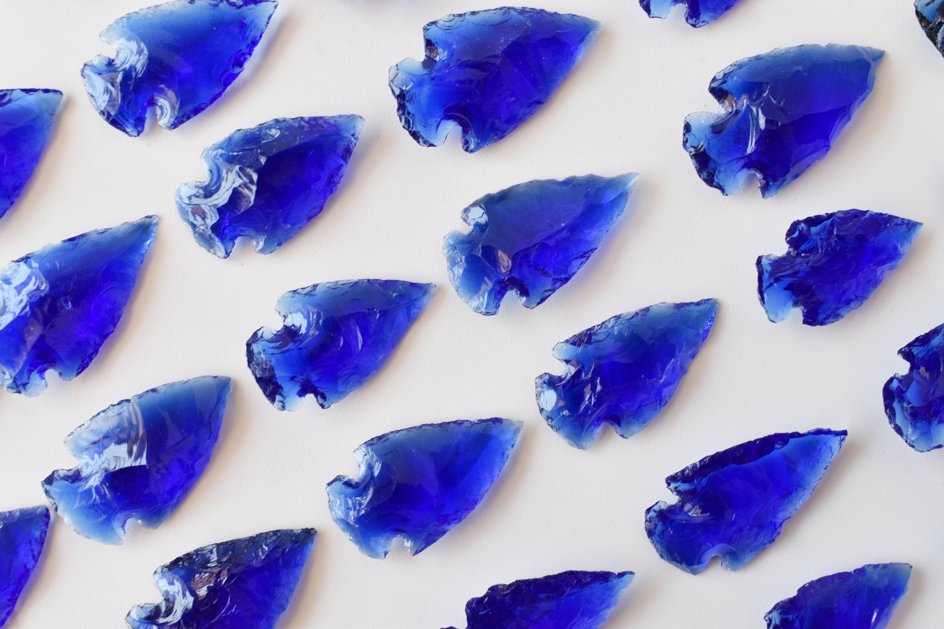 Dark Blue Glass Arrowhead Points - Aaa Grade, 1.25 Inch Natural Stone Arrow, Unique Design, Weighs 10 Grams