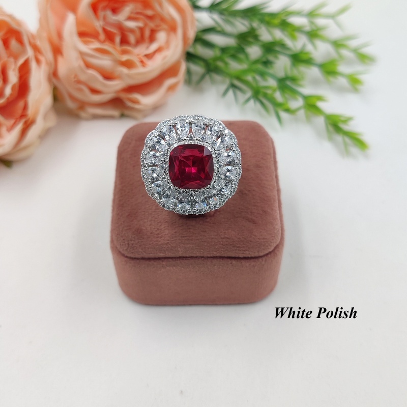 Color Stone American Diamond Ring - Gender: Women