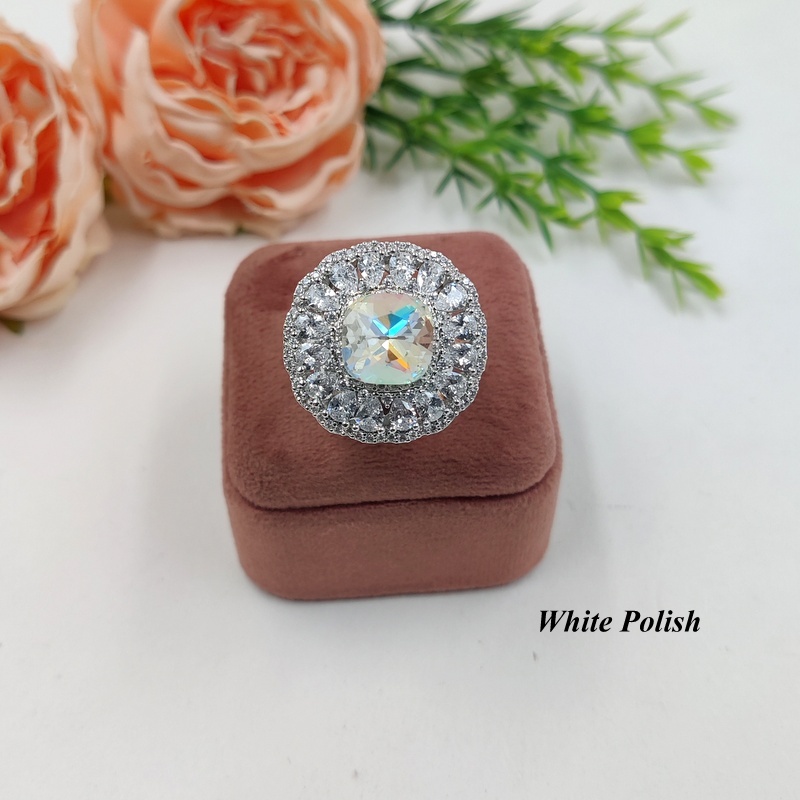 Color Stone American Diamond Ring - Gender: Women