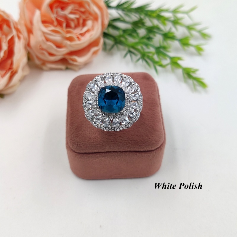 Color Stone American Diamond Ring - Gender: Women