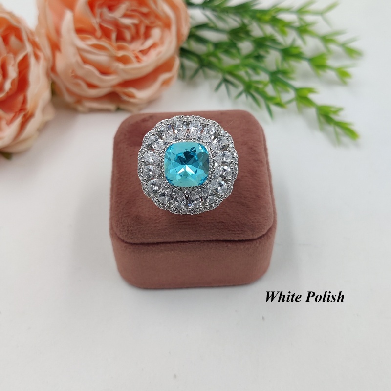 Color Stone American Diamond Ring - Gender: Women