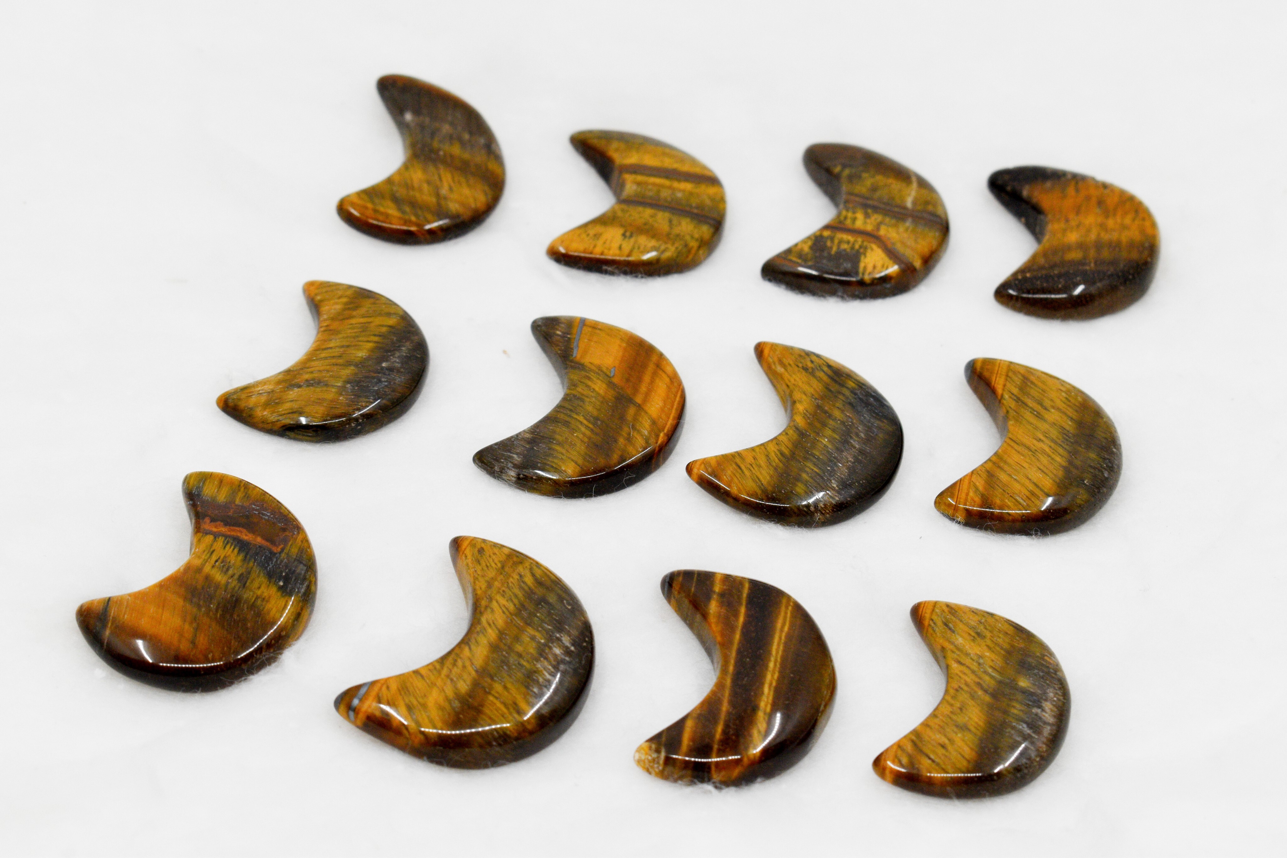 Tiger Eye Gemstone Moon , Crystal Moon , Carved Moon ,Healing Crystal - - Color: Brown