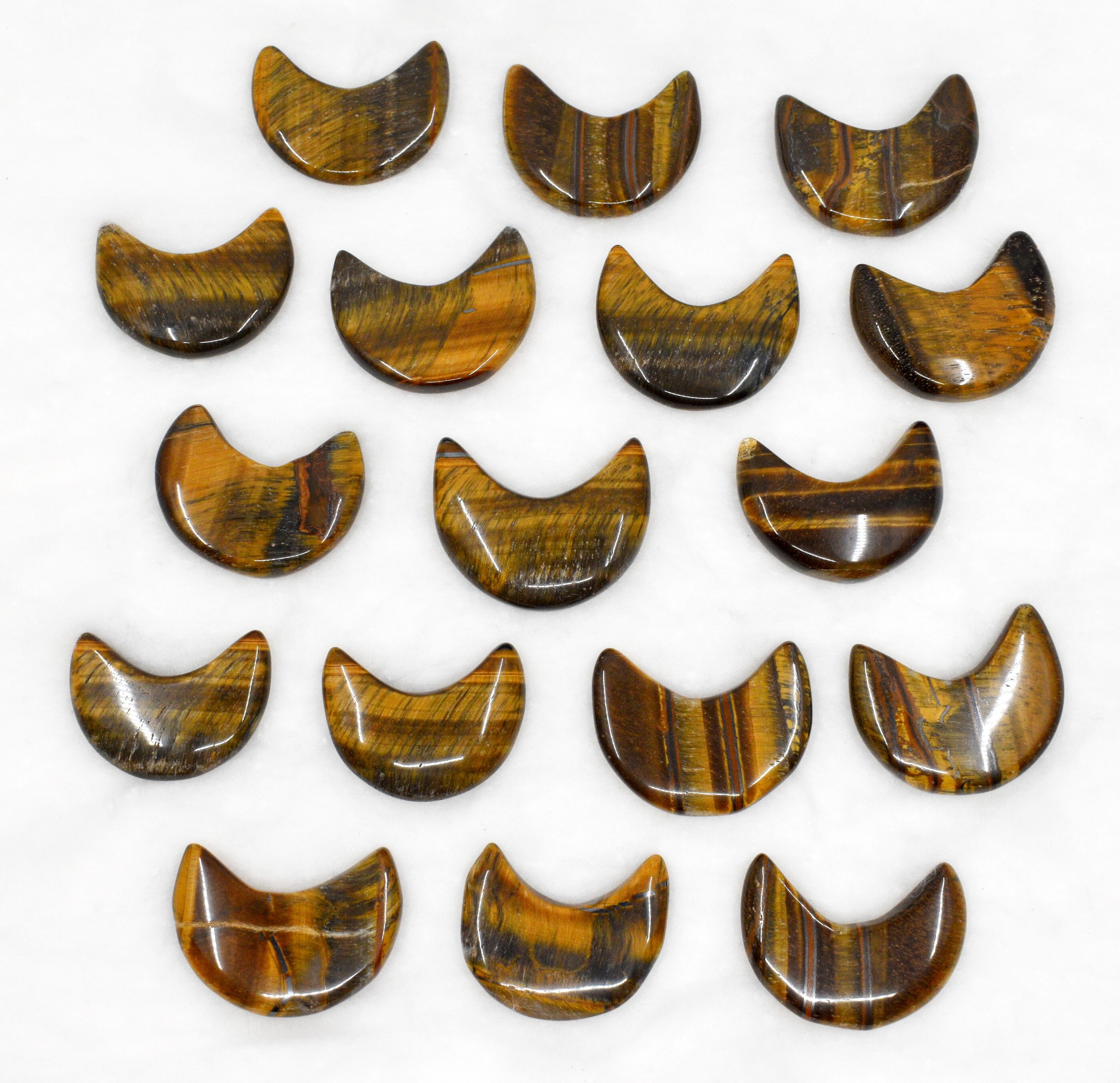 Tiger Eye Gemstone Moon , Crystal Moon , Carved Moon ,Healing Crystal - - Color: Brown