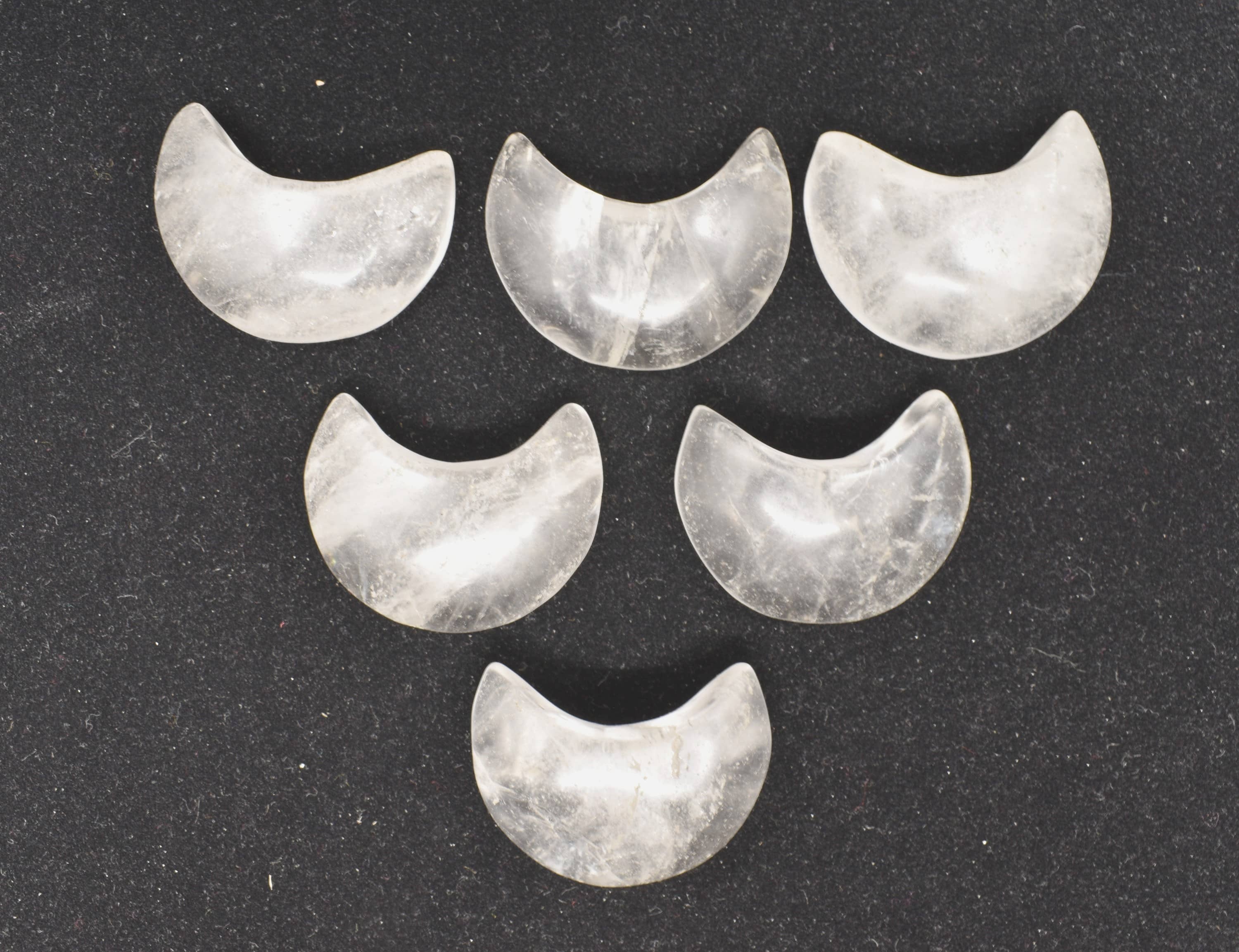 Crystal Quartz Gemstone Moon , Crystal Moon , Carved Moon ,Healing Crystal - - Color: White & Grey