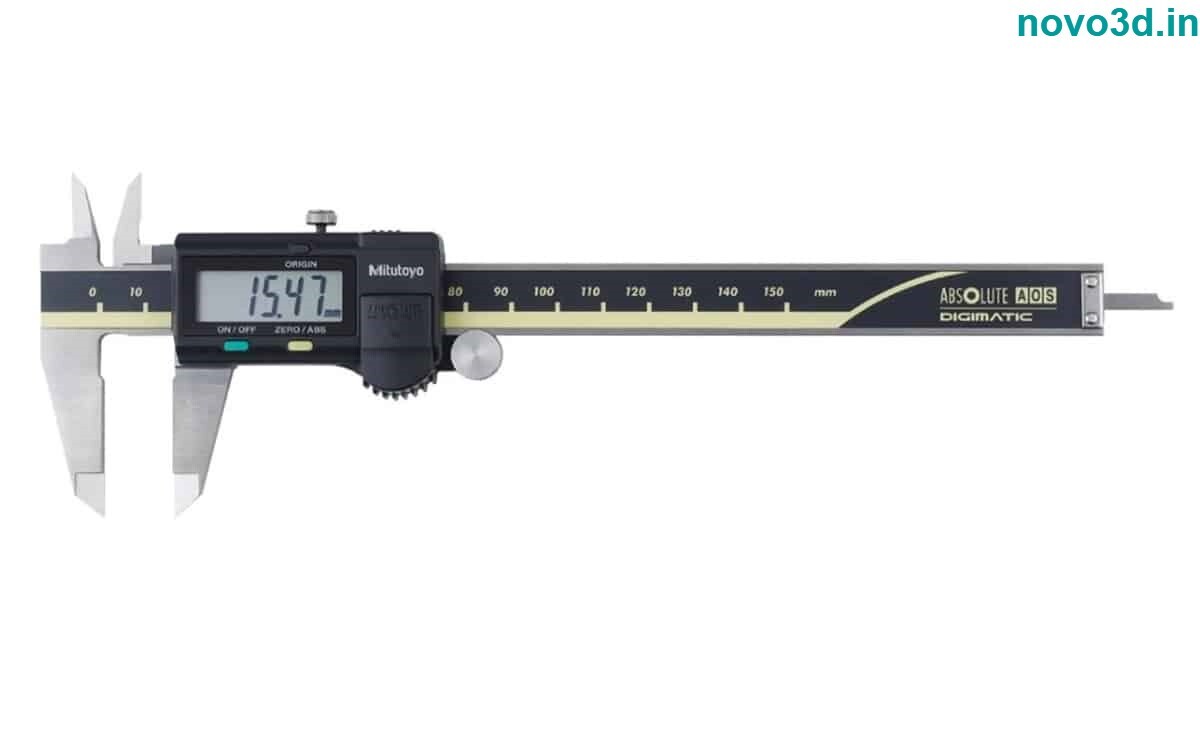 Mitutoyo Digital Vernier Caliper - 0-150 Mm/0-200 Mm, Silver/black Color, Ergonomic Design With Finger Rest, Absolute Electromagnetic Induction System, Large Lcd Readout, Carbide-tipped Jaws For Precision Measurements