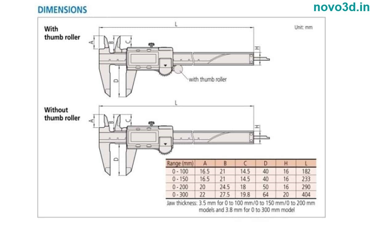 Mitutoyo Digital Vernier Caliper - 0-150 Mm/0-200 Mm, Silver/black Color, Ergonomic Design With Finger Rest, Absolute Electromagnetic Induction System, Large Lcd Readout, Carbide-tipped Jaws For Precision Measurements