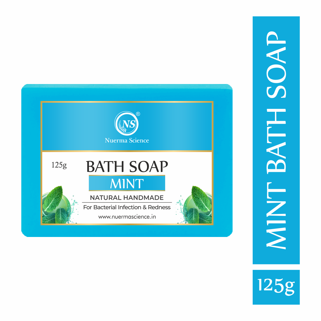 Nuerma Science Mint Bath Soap - 100% Herbal & Natural | Alcohol-free, Antibacterial, Soothe Irritated Skin, Refreshing Cleanse, Suitable For All Skin Types