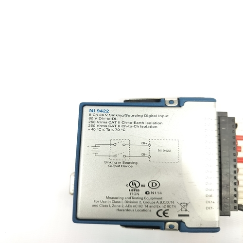 National Instruments Ni9422 Digital Input Module - Polycarbonate Housing, 88.1x22.4x70 Mm, Gray, 8-channel Isolated Inputs, 250 Vrms Channel-to-earth Isolation, Compatible With Compactdaq/compactrio