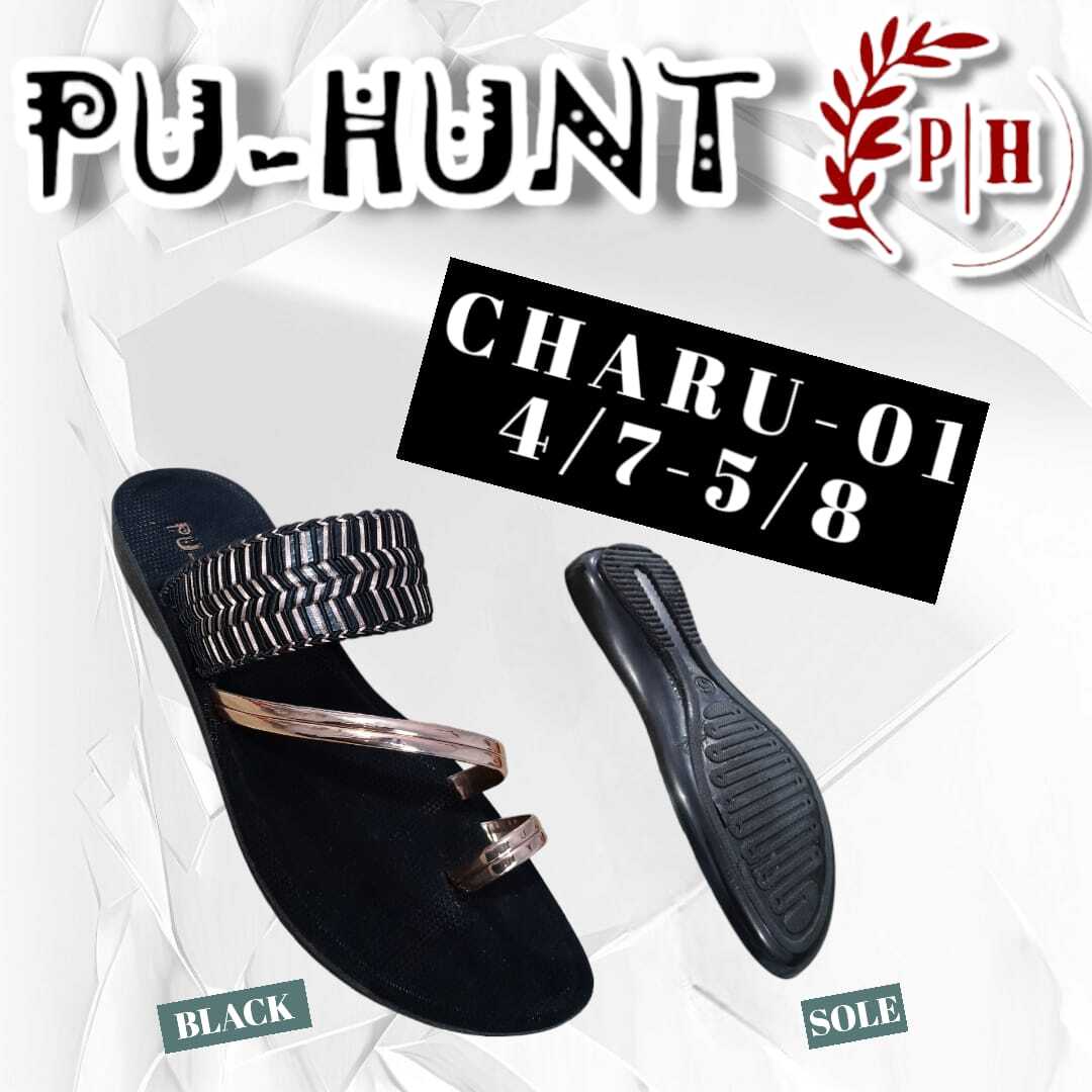 Charu Slipper-01 - Color: Black Cherry Green Peach