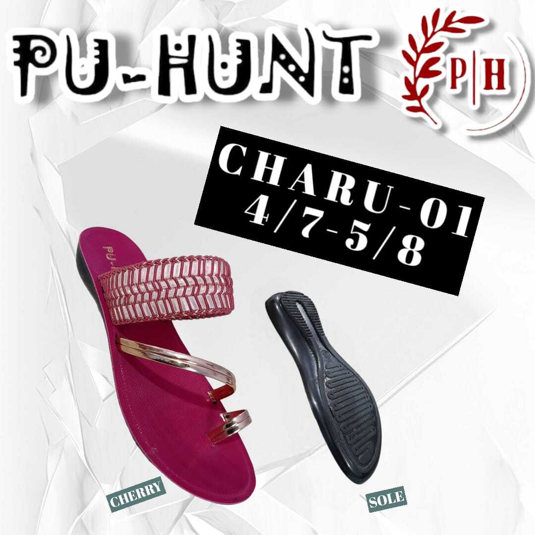 Charu Slipper-01 - Color: Black Cherry Green Peach
