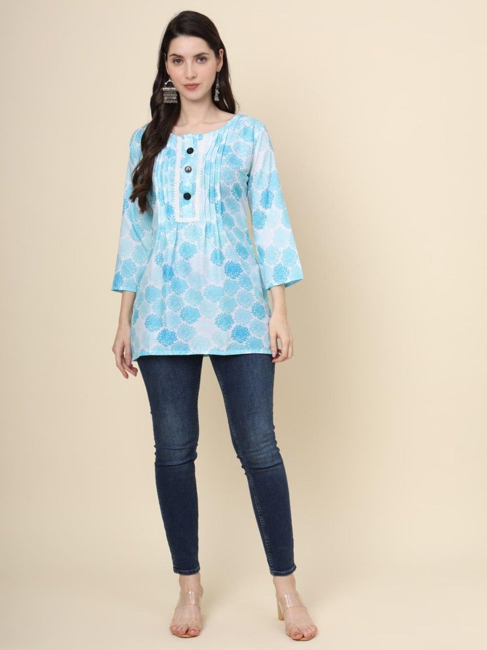 Cotton Tunics - Cotton Fabric, Size M(38)/l(40)/xl(42), Multicolour With 6 Unique Printed Designs, Short Sleeve Ethnic Style