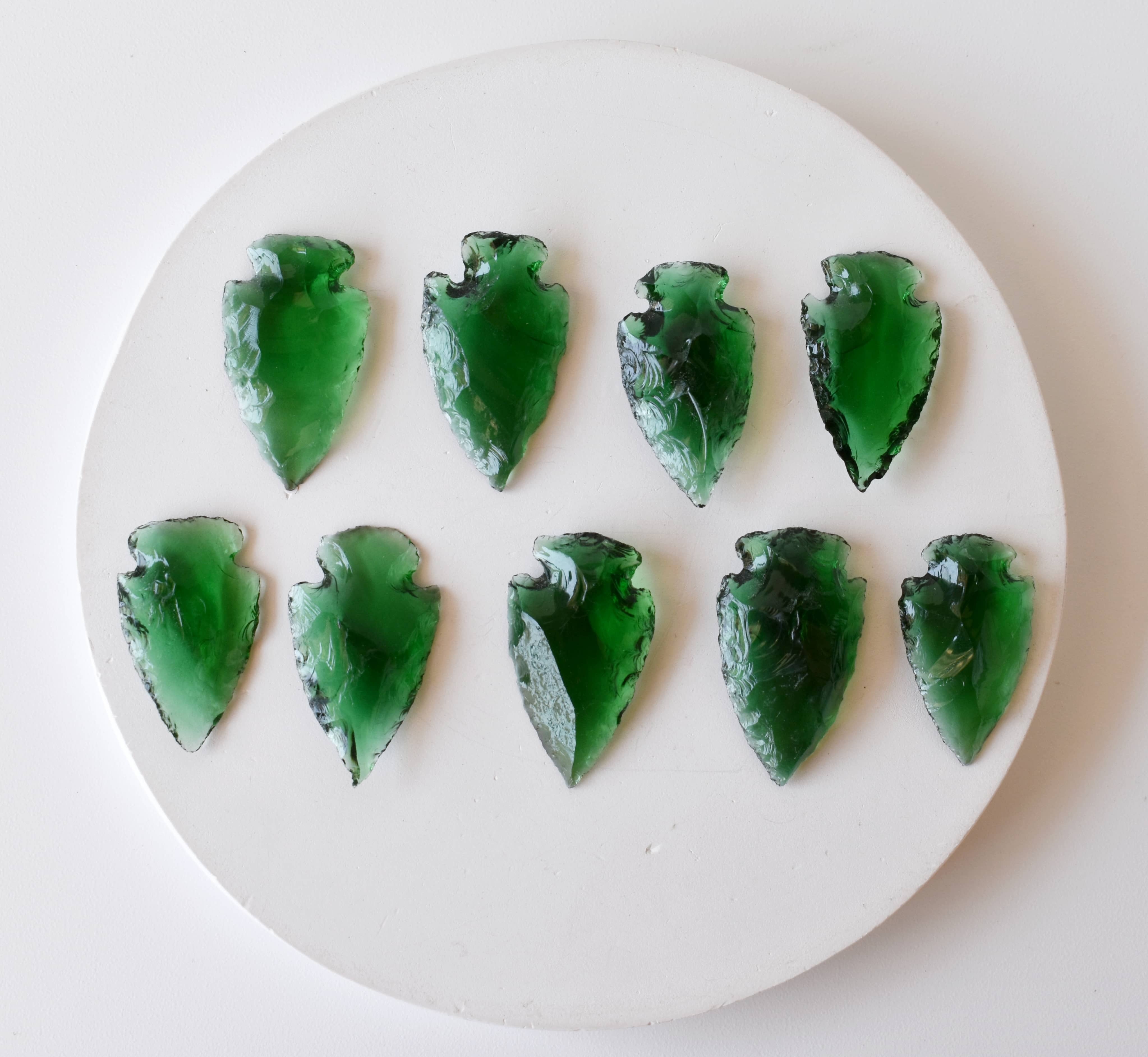 Green Glass Arrowhead Points - Indian Agate 1.25' | Aaa Grade, Unique Design, Natural Green Stone Color