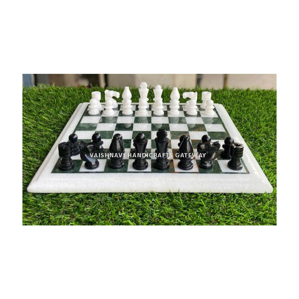 Handmade Marble Chess With Stone Coins Set For Home And Hotel Use - Product Type: Model