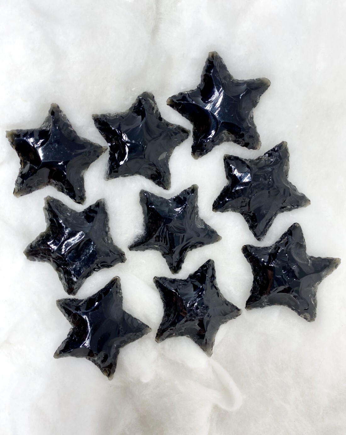 Black Obsidian Flat Stars Arrowhead Points Crystal Arrowheads - Black Indian Agate, Size: 1' | Handcrafted, Polished, Promotes Tranquility And Creativity