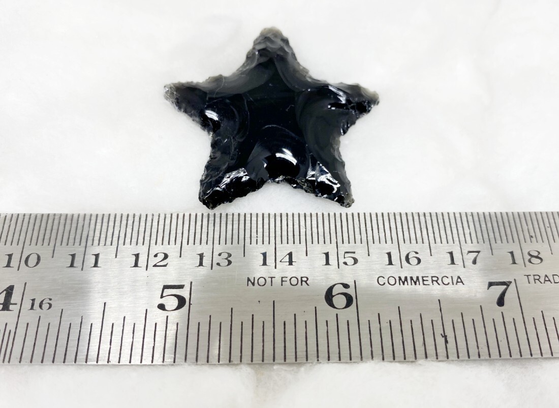 Black Obsidian Flat Stars Arrowhead Points Crystal Arrowheads - Black Indian Agate, Size: 1' | Handcrafted, Polished, Promotes Tranquility And Creativity