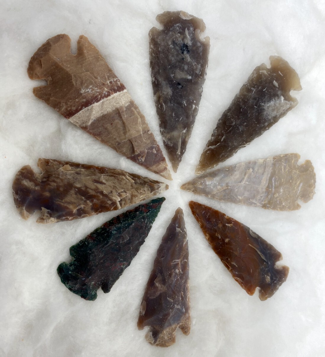 Arrowhead Points - 3 Inch Natural Fancy Jasper & Indian Agate, Handcrafted Unique Decorative Crafting Piece