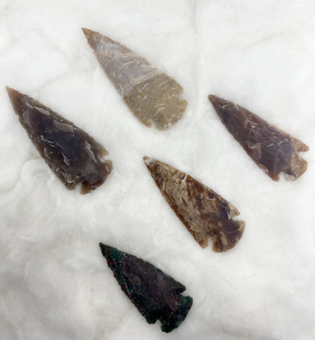 Arrowhead Points - 3 Inch Natural Fancy Jasper & Indian Agate, Handcrafted Unique Decorative Crafting Piece