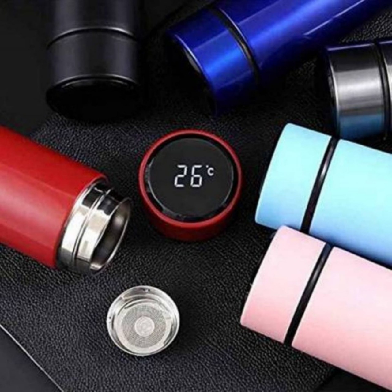 Led Temperature Display Water Bottle - Durable Plastic, Customized Size, Variety Of Colors | Personalizable Engraving, Hot & Cold Beverage Suitable