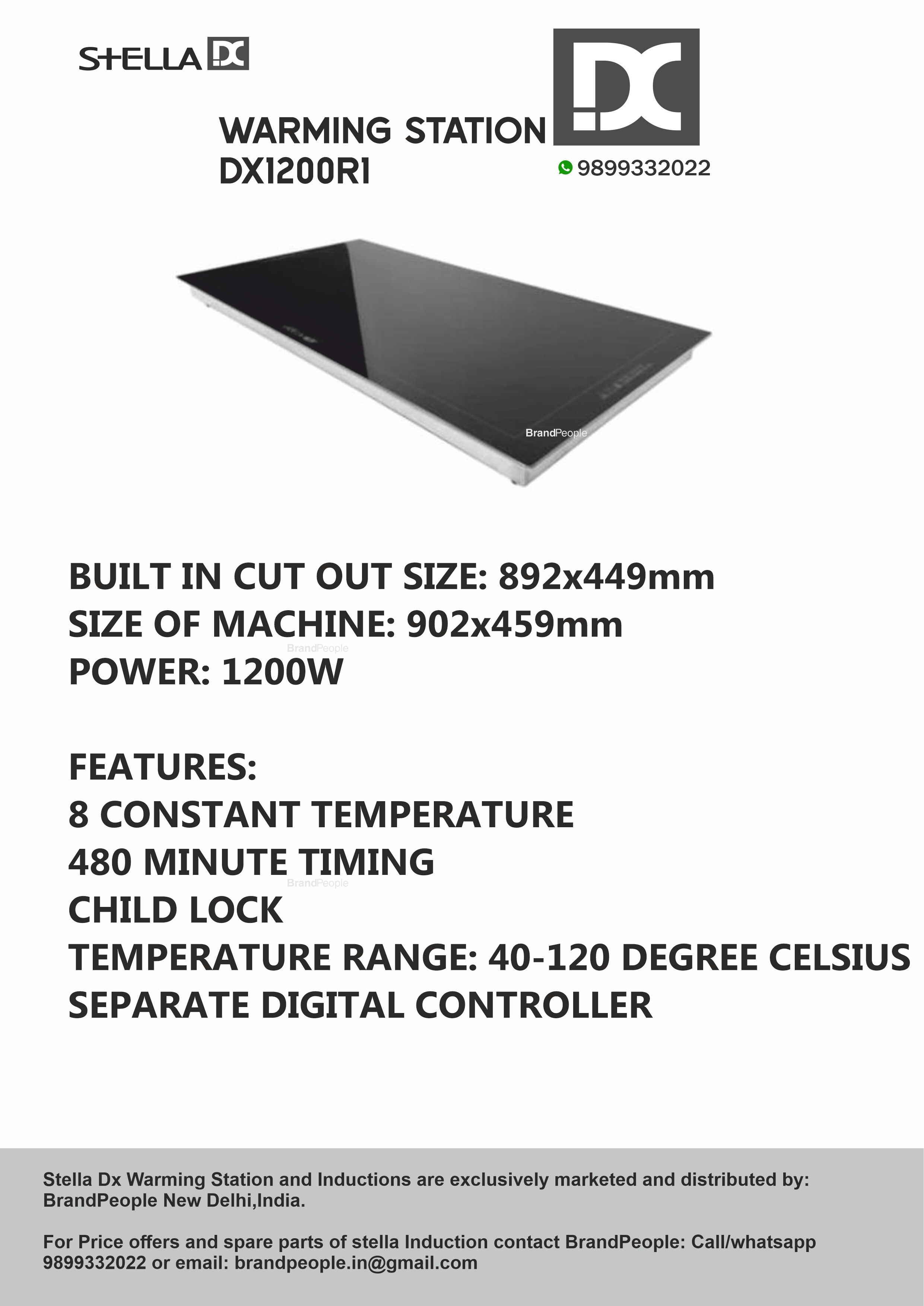 Dx1200r1 Warming Station Stella Dx Application: Buffet Food Warmer