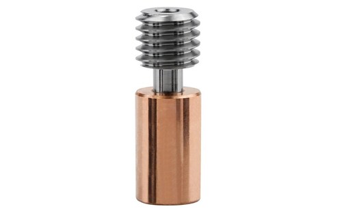 Ender3 S1 Sprite Throat Copper plus Titanium Alloy Throat Tube Bimetal Heatbreak - 19mm Height, 2mm Inner Diameter, 6mm Outer Diameter, Copper Brown Color | Superior Thermal Management, Enhanced Durability