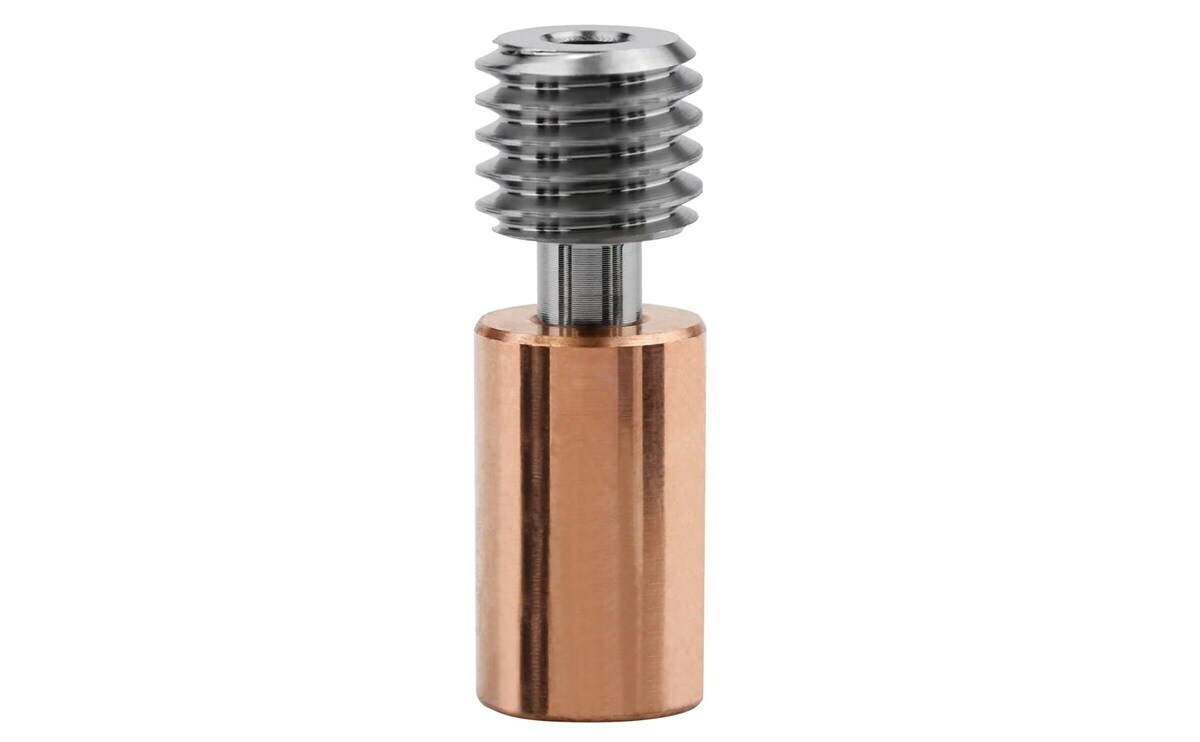 Ender3 S1 Sprite Throat Copper Plus Titanium Alloy Throat Tube Bimetal Heatbreak - 19mm Height, 2mm Inner Diameter, 6mm Outer Diameter, Copper Brown Color | Superior Thermal Management, Enhanced Durability