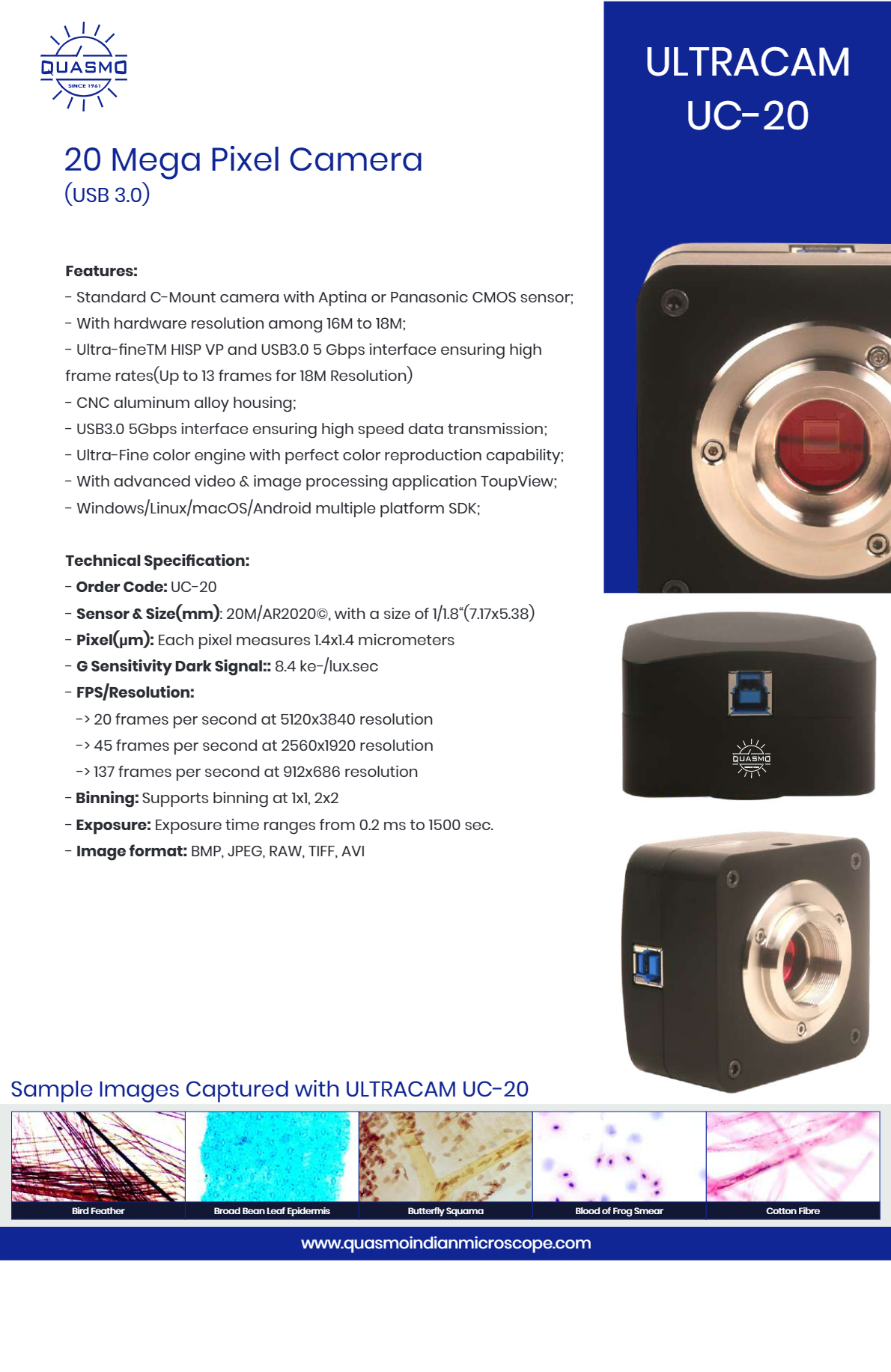 Ultracam 20 Mega Pixel Microscope Camera - Application: With Advanced Video & Image Processing