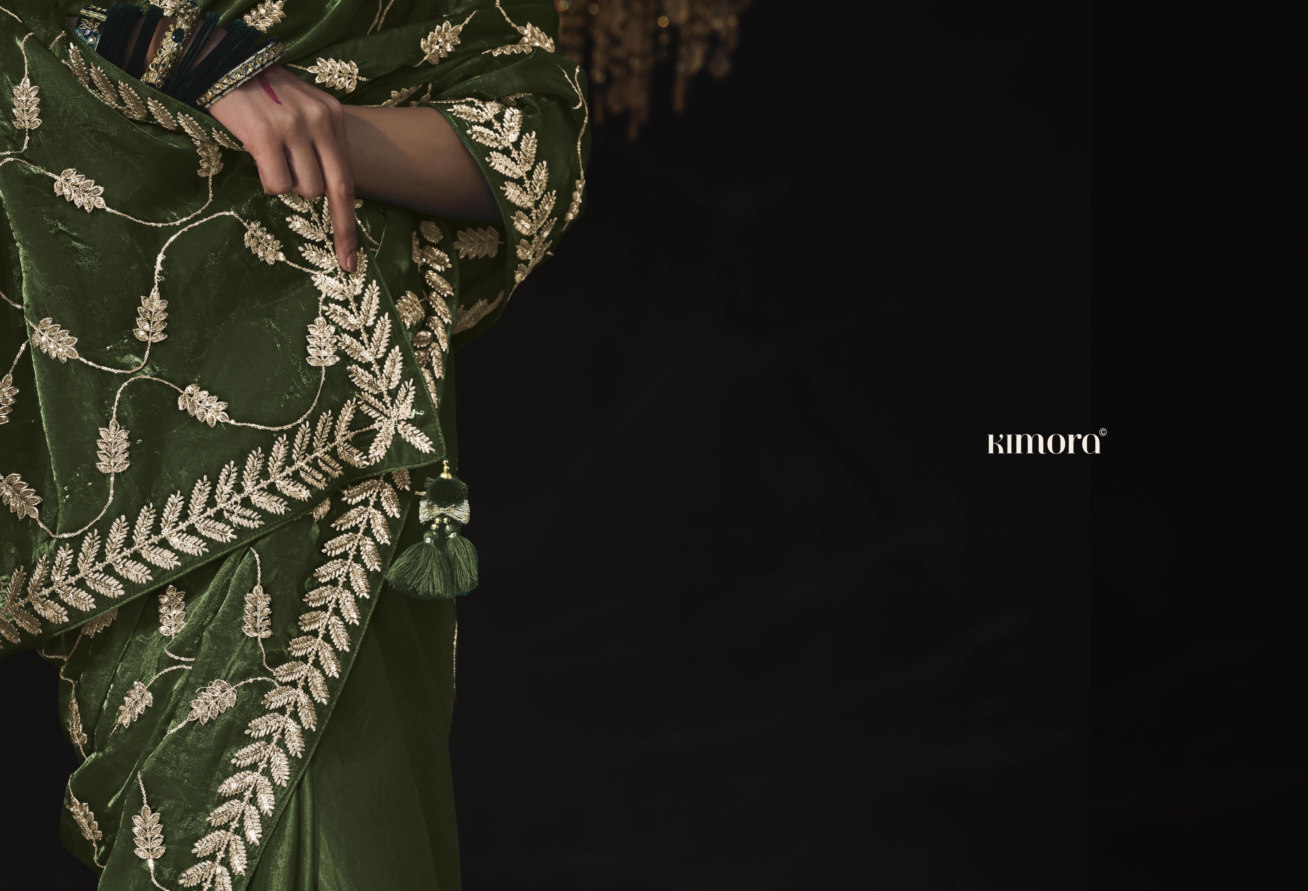 Fancy Designer Saree - Glass Tissue Silk With Embroidery Work , Traditional Bollywood Style With Laces Closure & Unique Latkans In 9 Designs