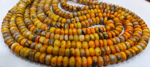 Natural Yellow Bumble Bee Jasper 5-6mm Rondelle Plain Beads Per Strand 8'' Long