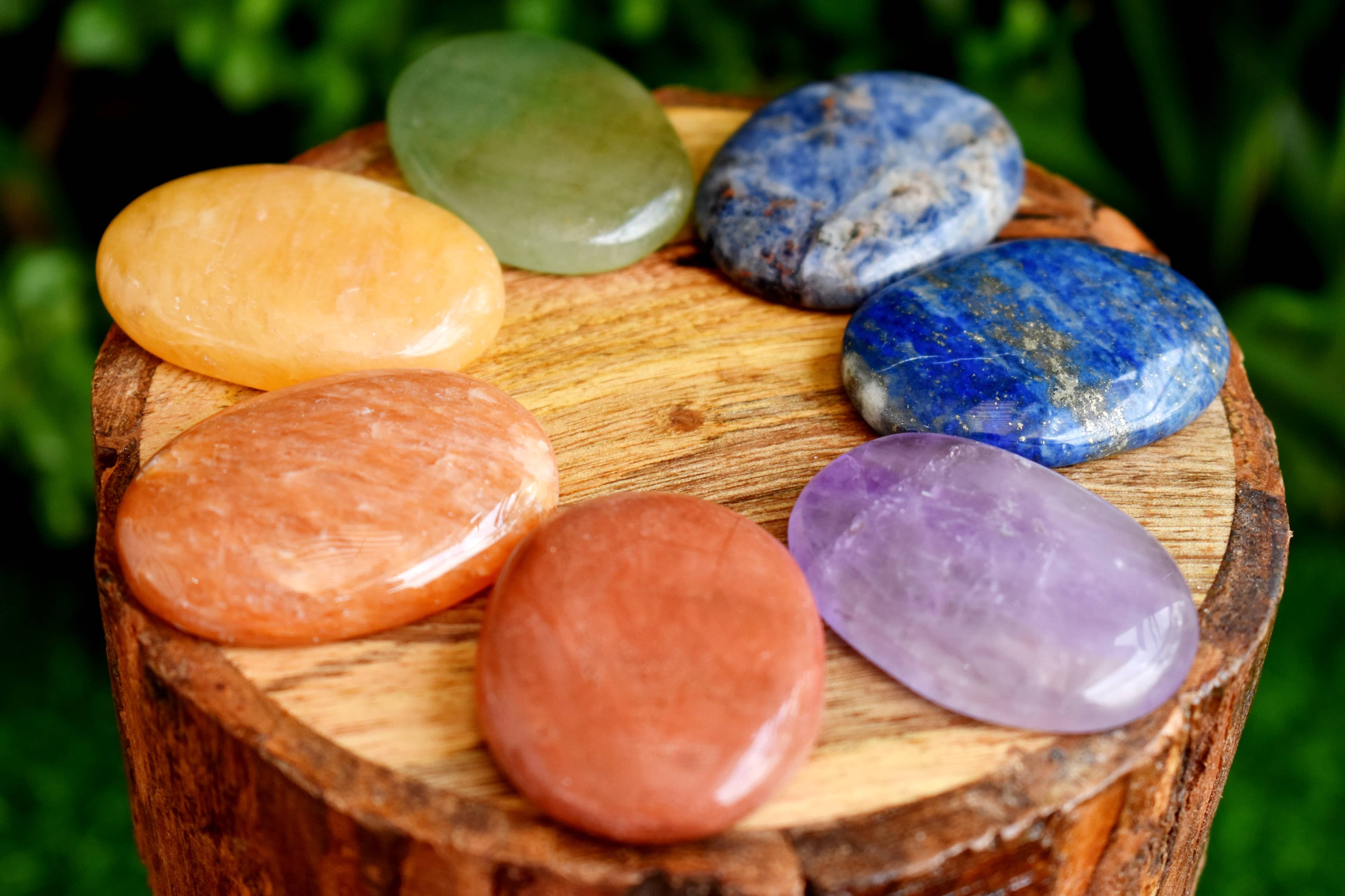 7 Chakra Pocket Worry Stones Set, 7 Chakras Crystal Gift Set - Grade: Aaa