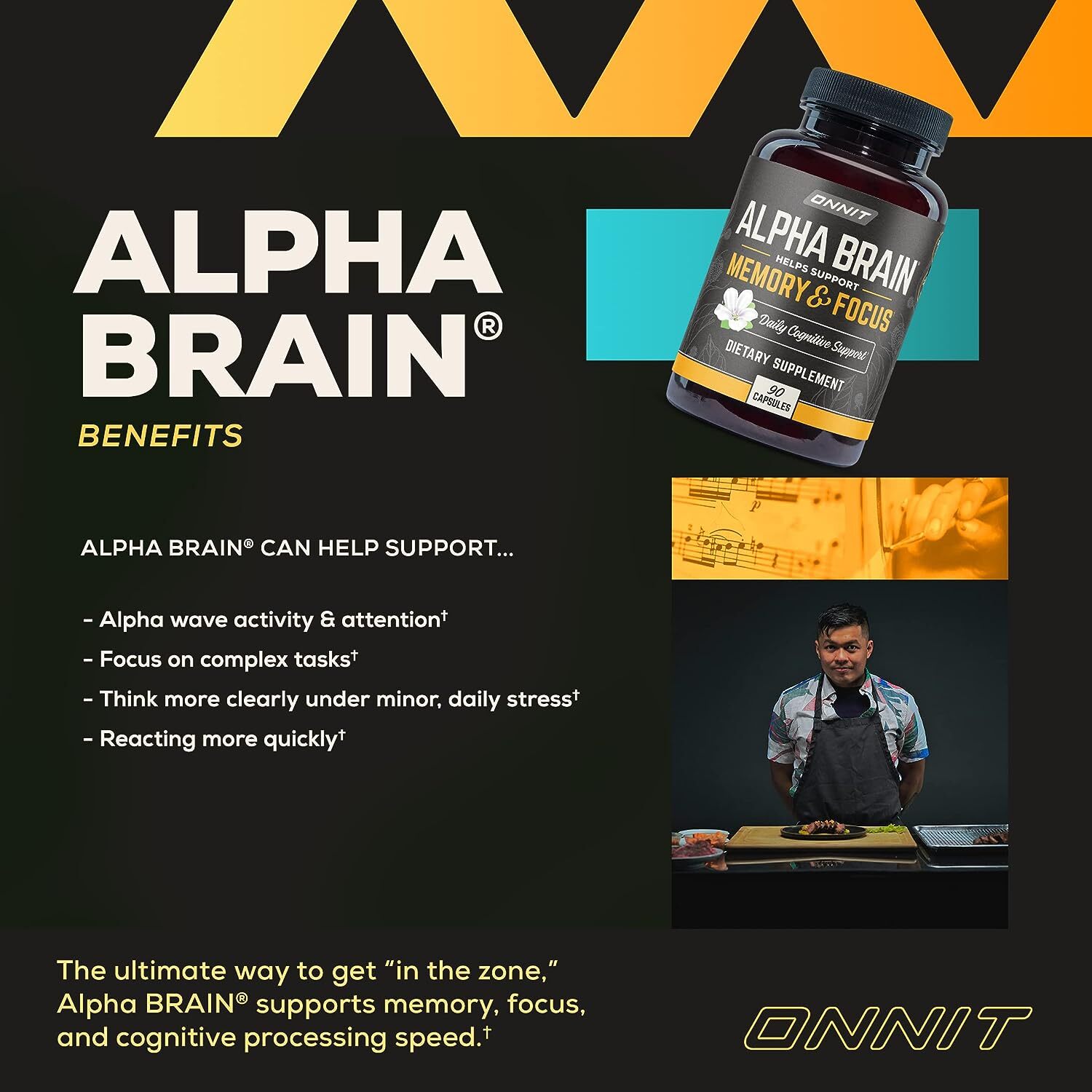 Onnit Alpha Brain Premium Nootropic Brain Supplement, 90 Count