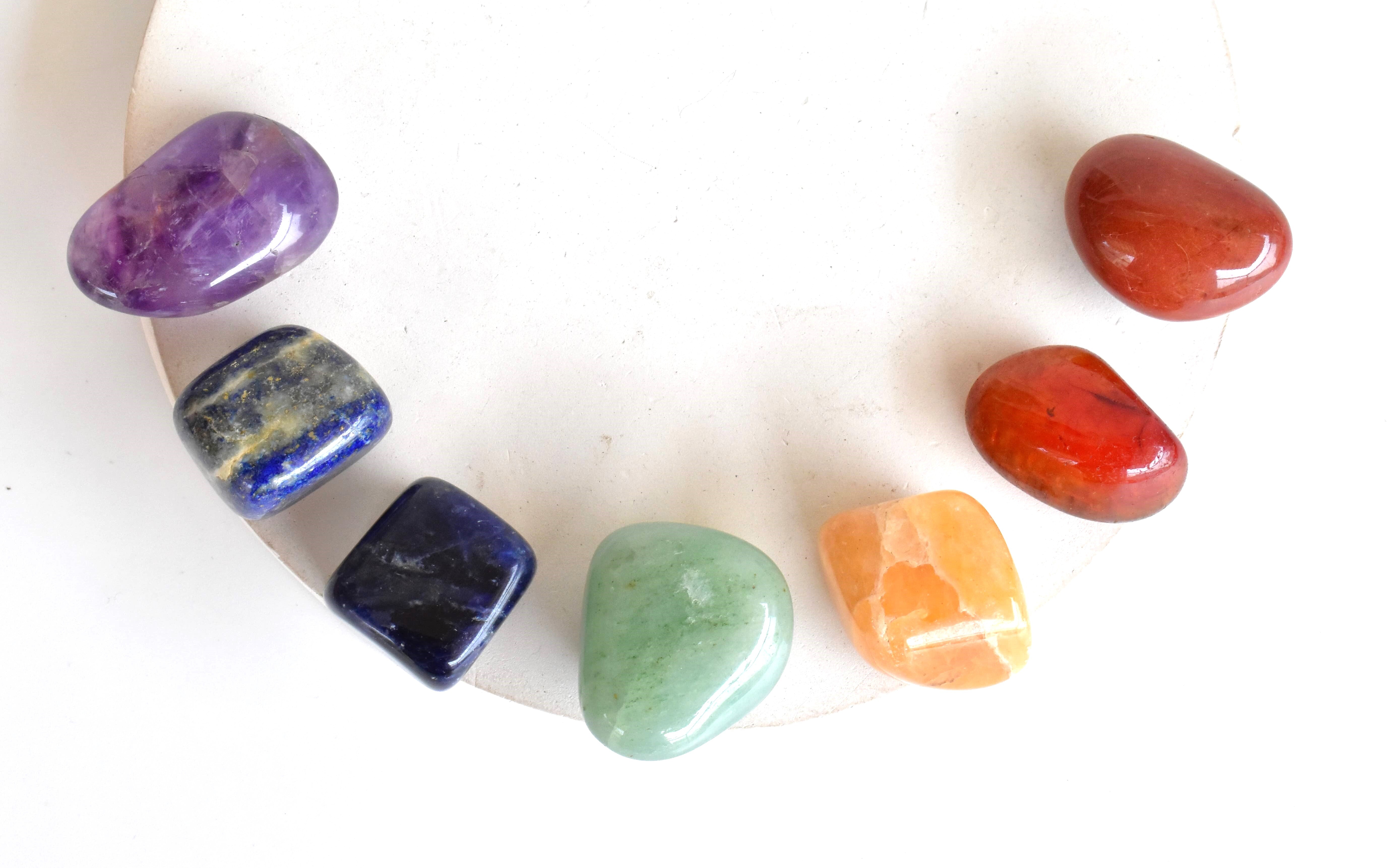 7 Chakra Tumbled Stones Set, 7 Chakras Crystal Gift Set - Color: Multicolour