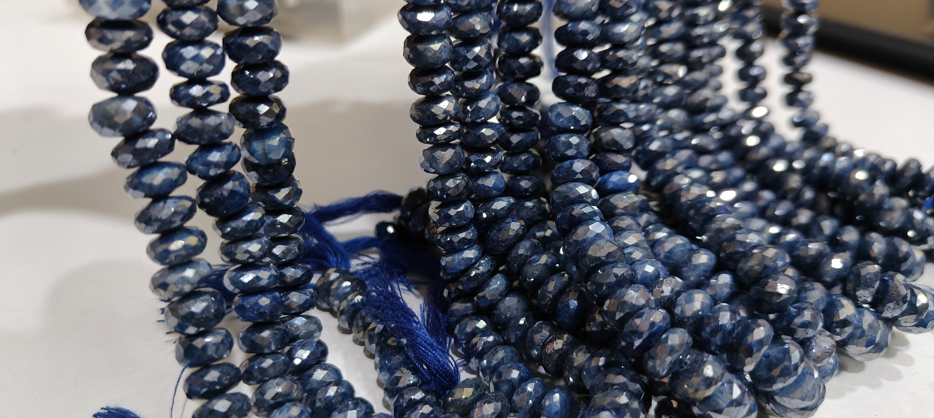 Natural Blue Sapphire Silverite Rondelle Faceted 6 To 9mm Strand 8'' Long - Occasion: Causal